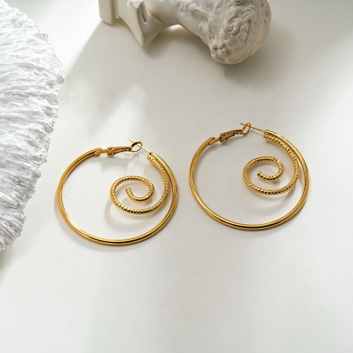 Spiral hoop earrings