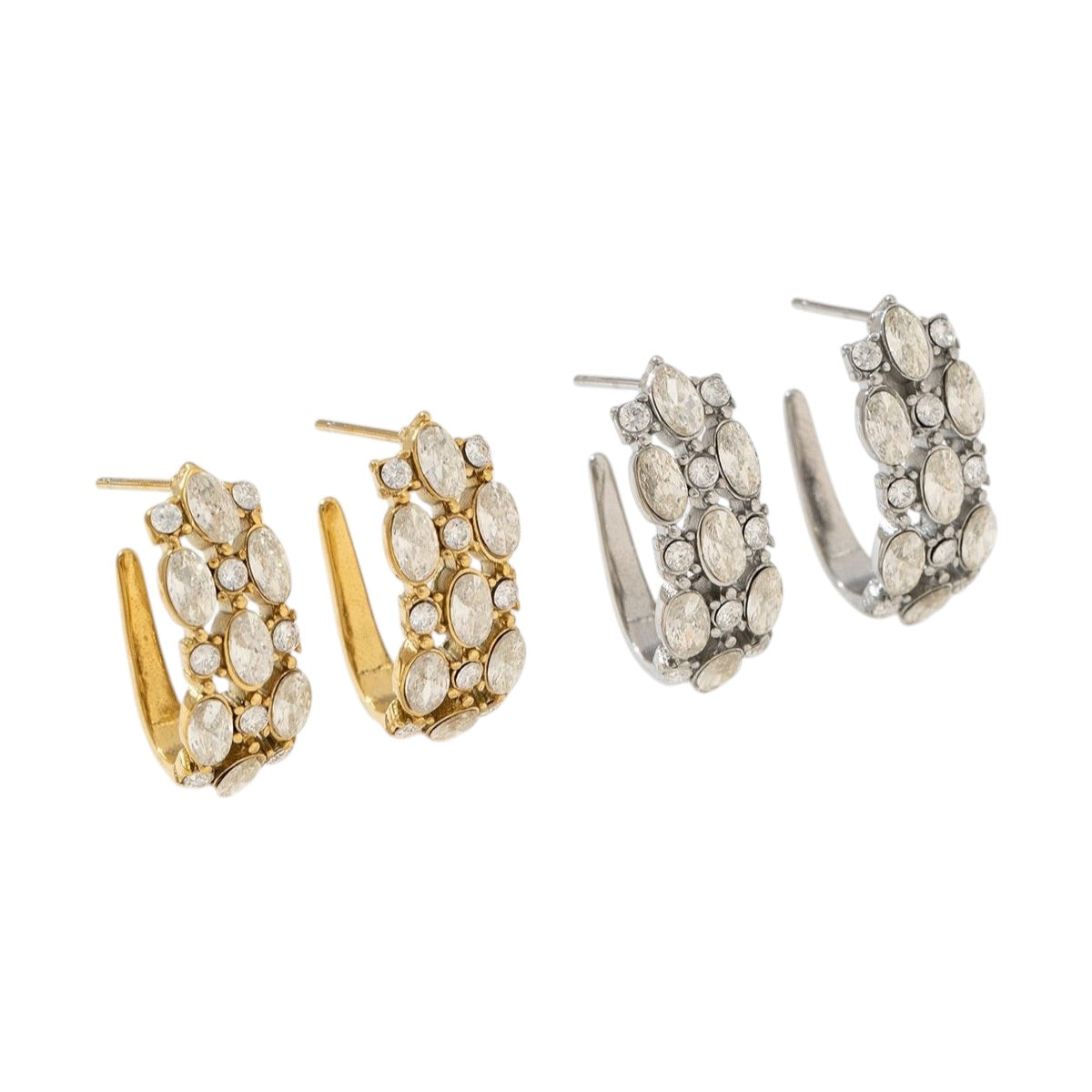 Peer strass hoops oorbellen