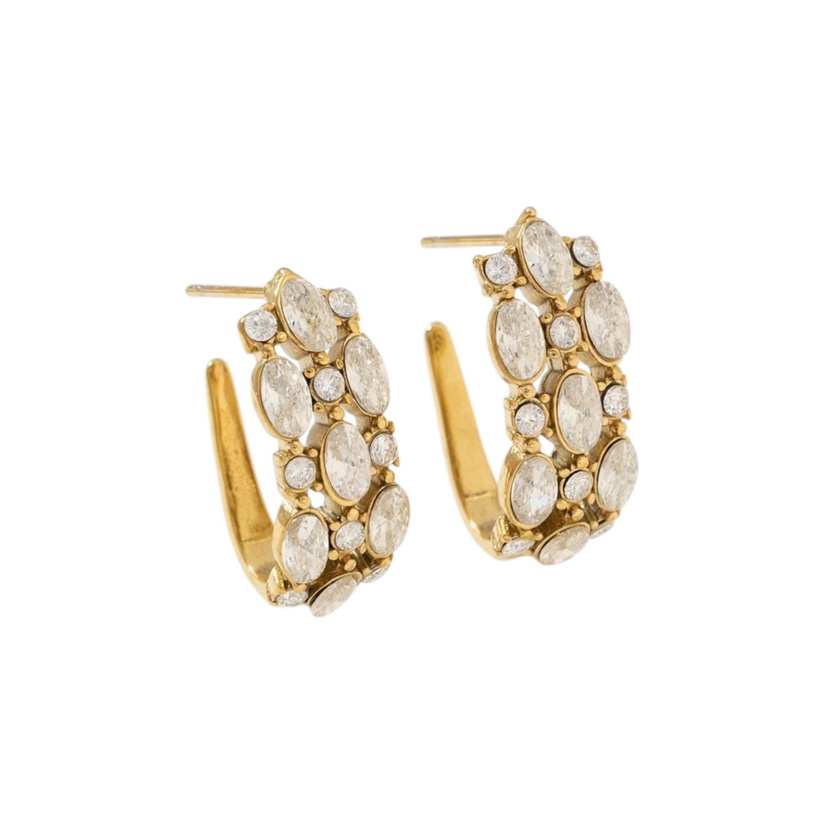 Peer strass hoops oorbellen