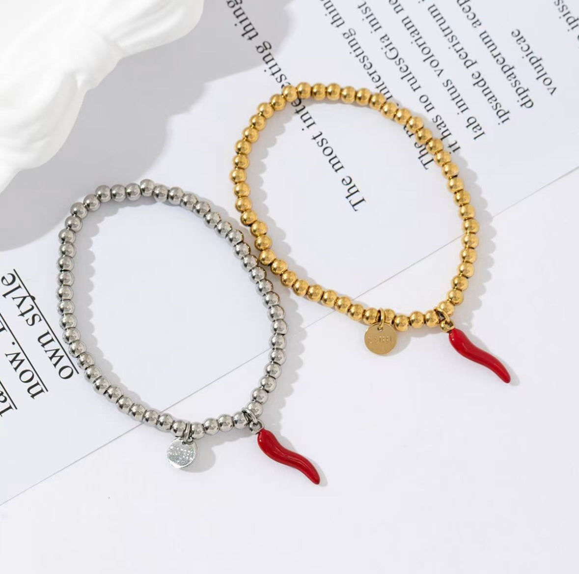 Peper beads armband elastiek