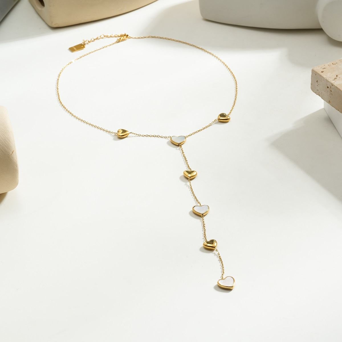 Parel hart Y ketting