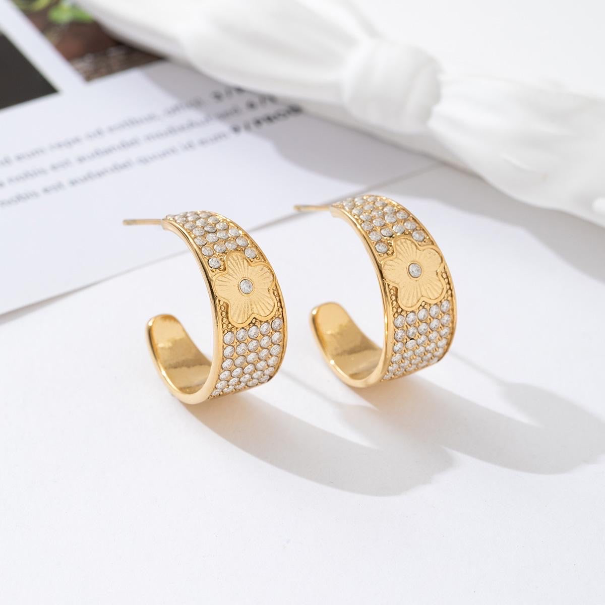 Clover Crescent Hoop Earrings
