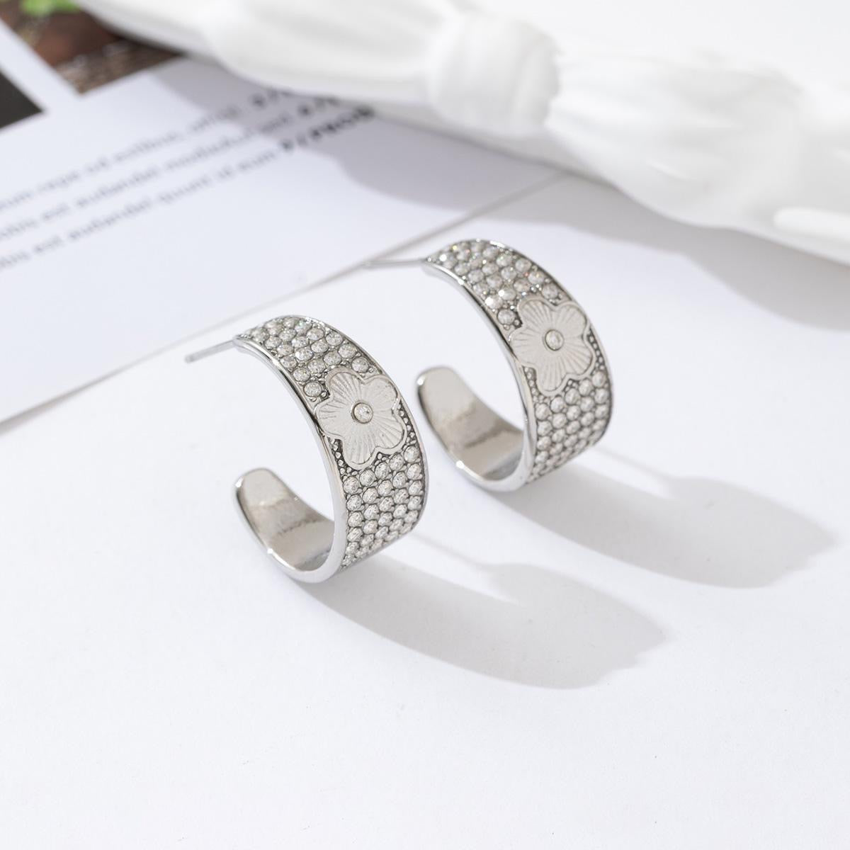 Clover Crescent Hoop Earrings