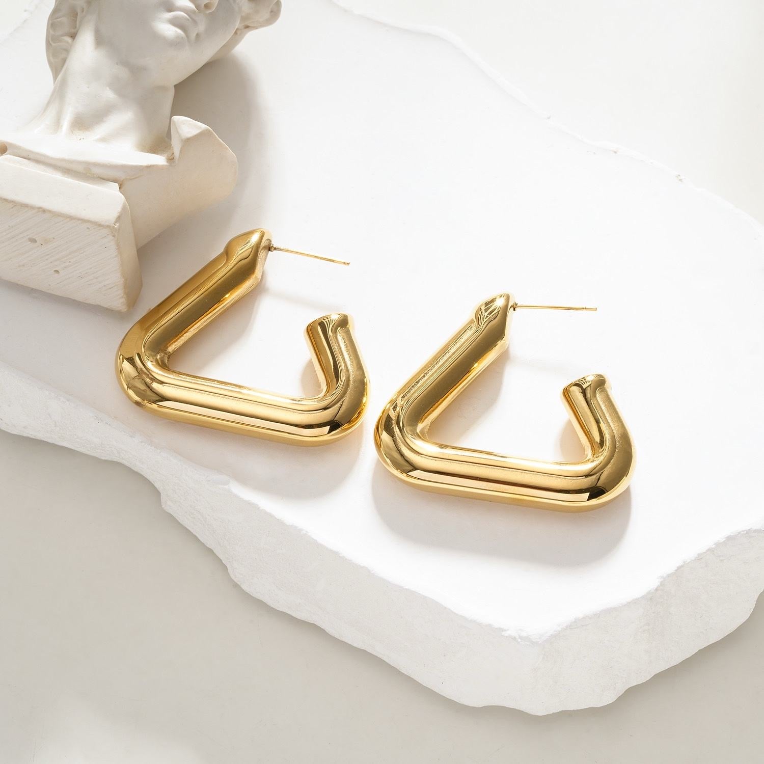 Block hoop earrings