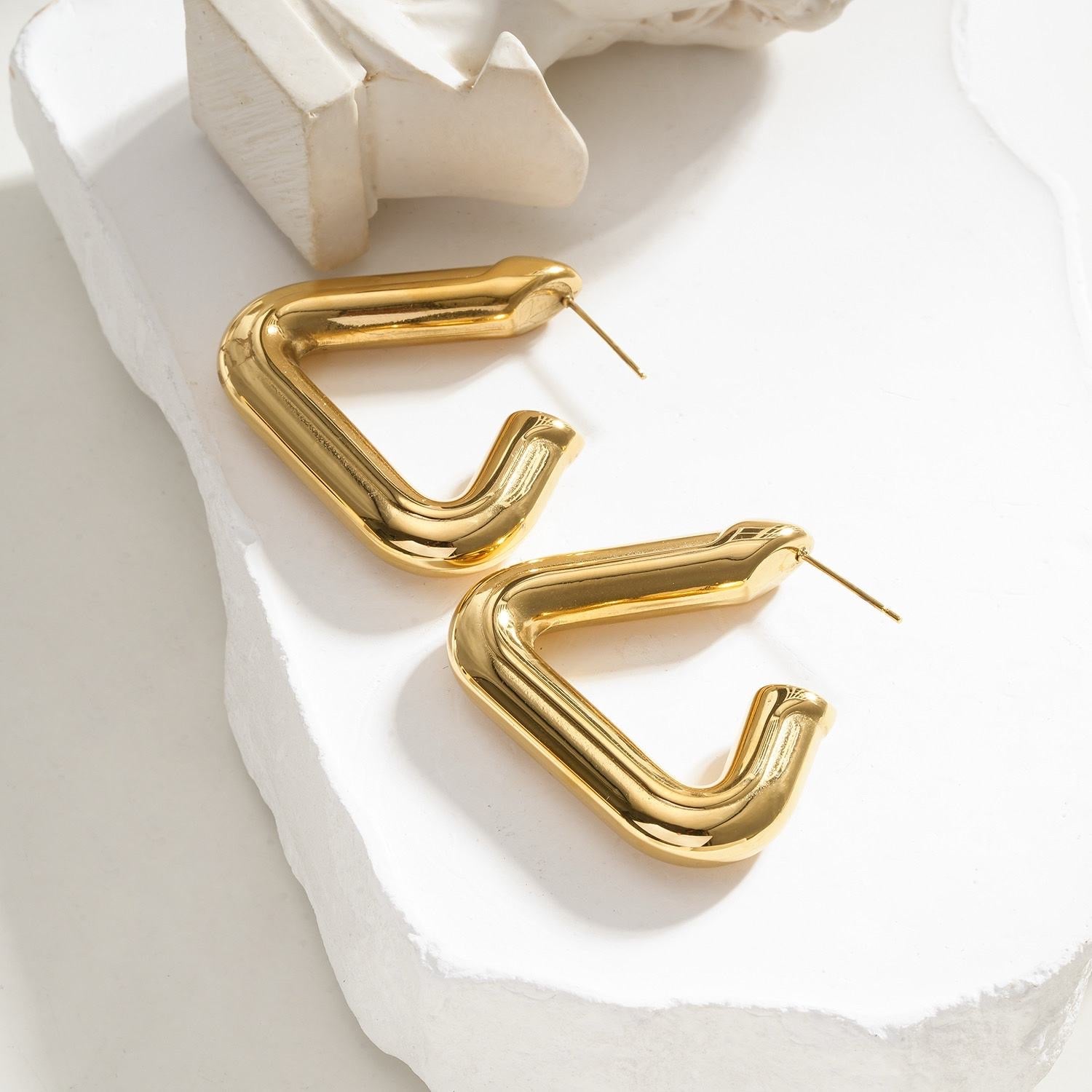 Block hoop earrings
