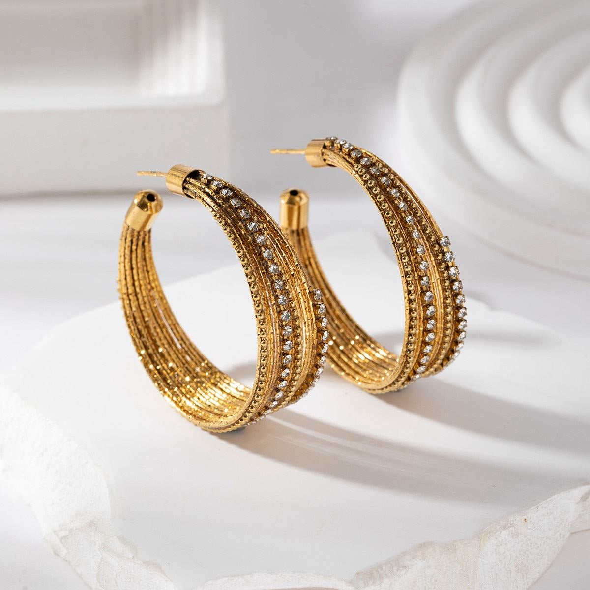 Strassy creole earrings