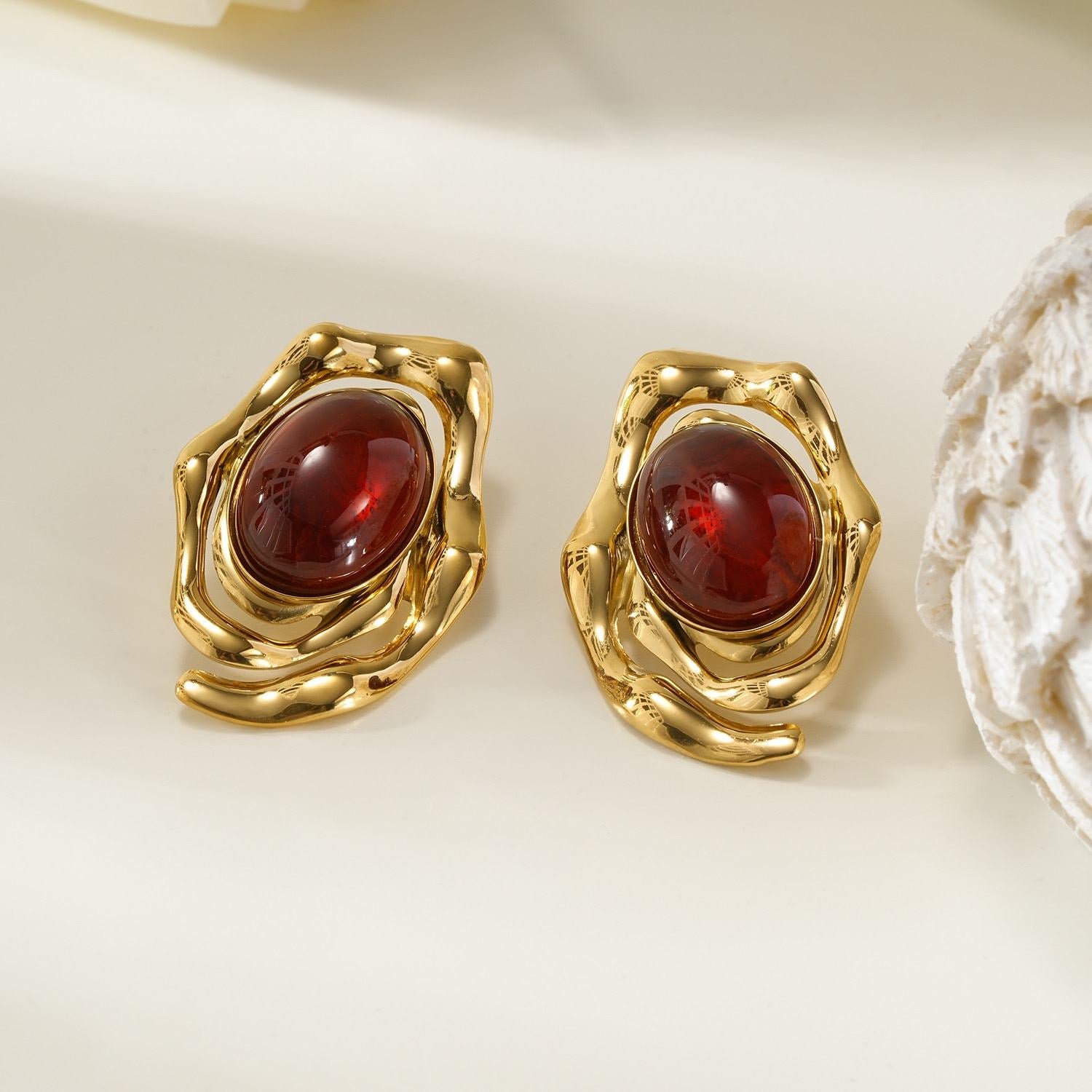 Crimson stud earrings
