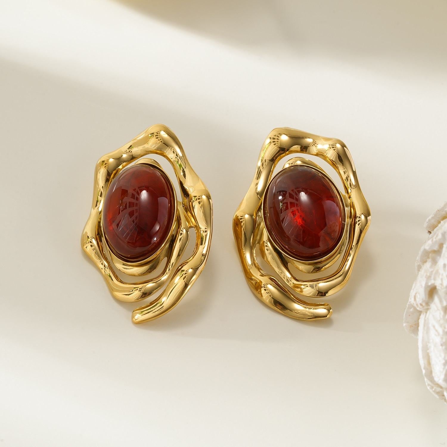 Crimson stud earrings