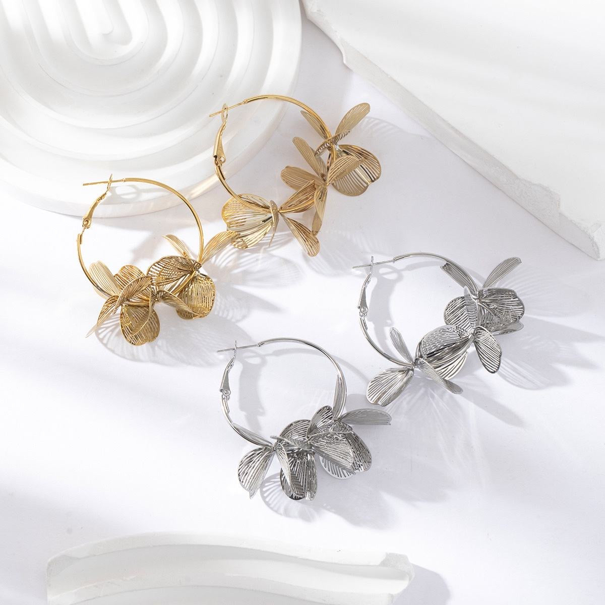 Flower statement earrings