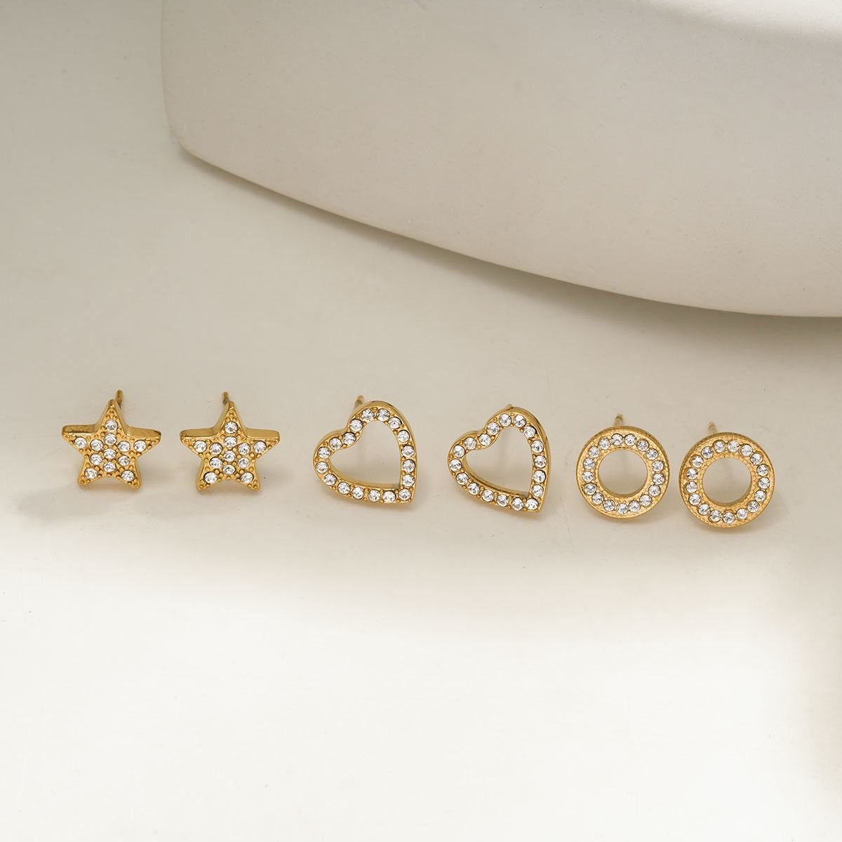 Venus triple set rhinestone earrings