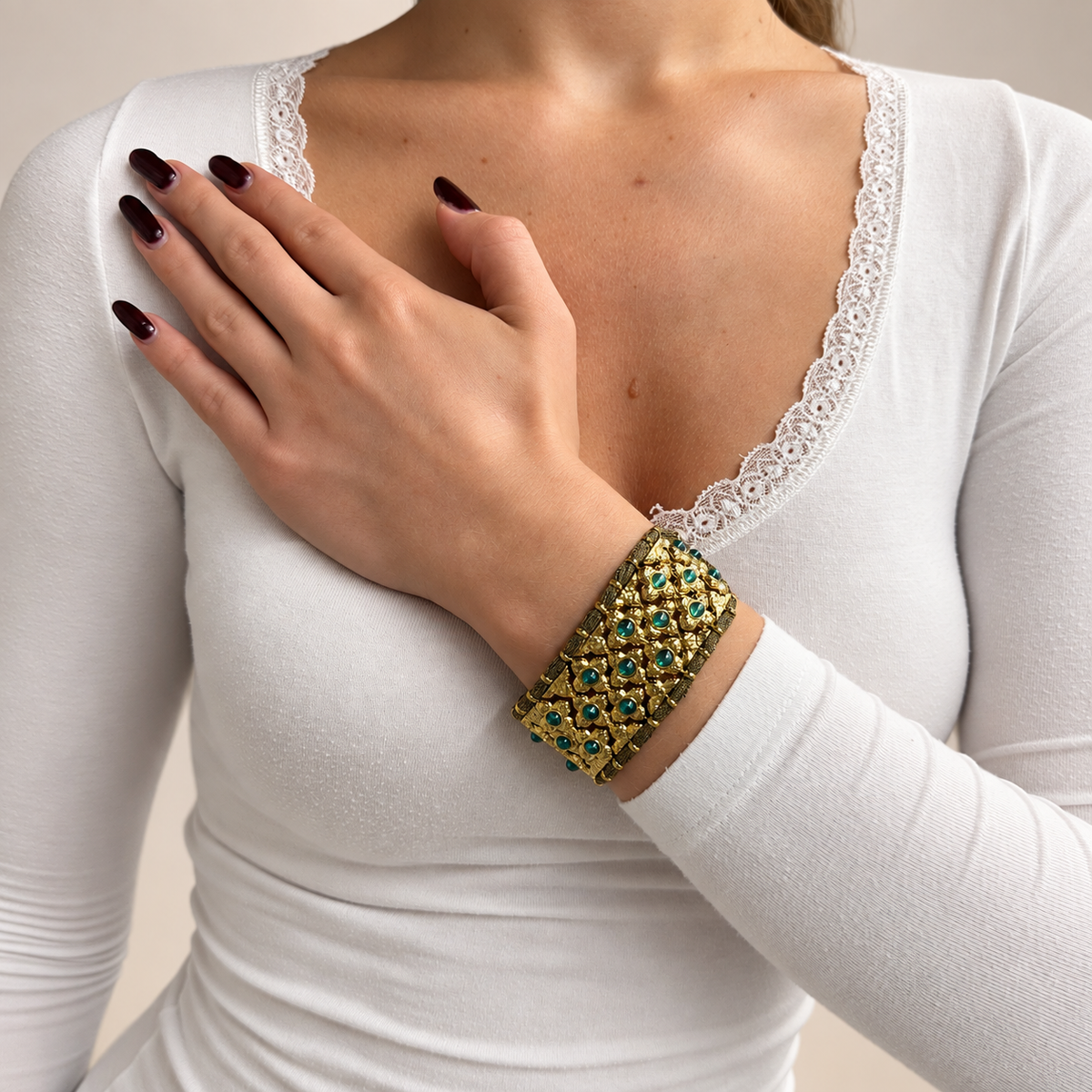 Boho flowery statement armband – RVS armband groothandel | SOFIZARE (foto 9)