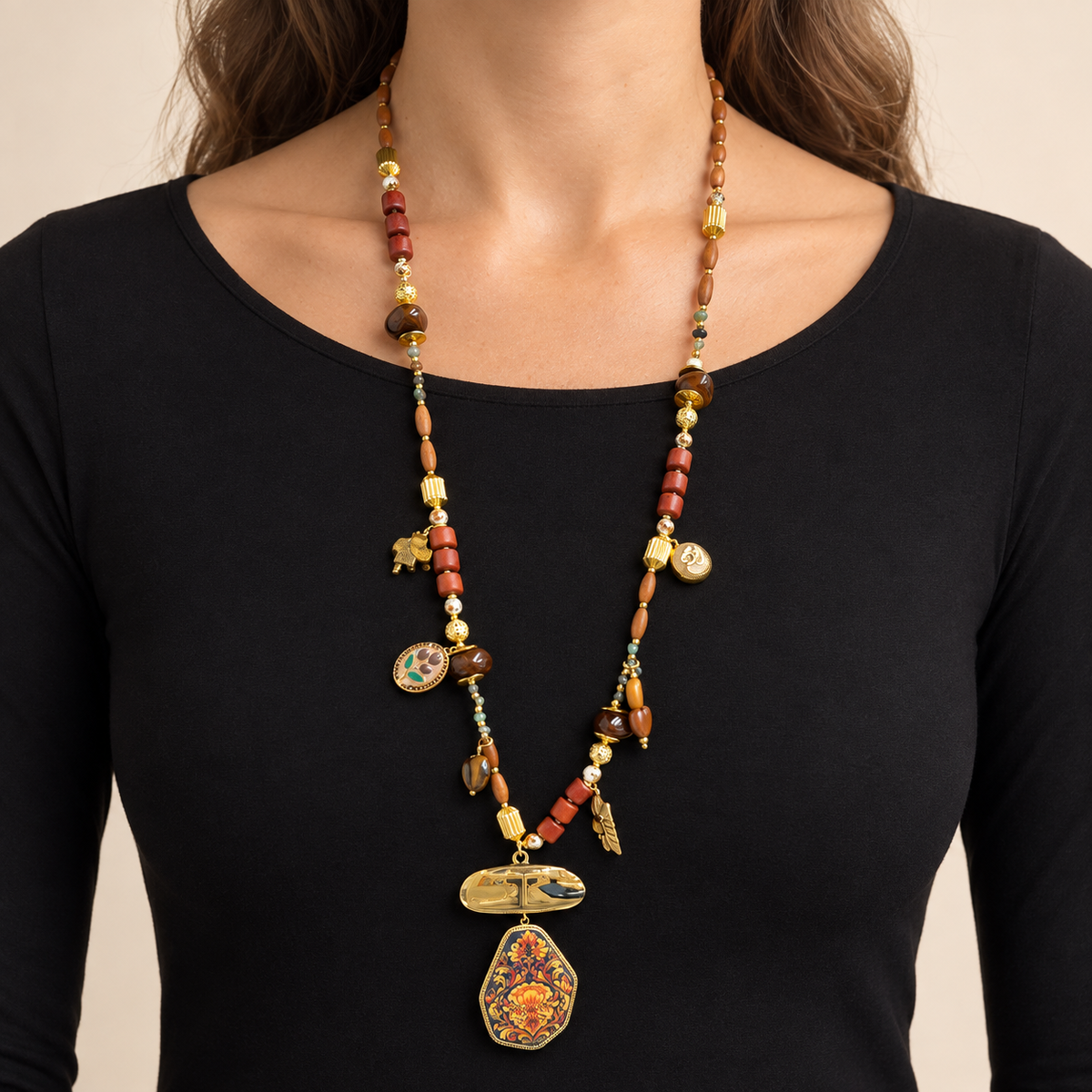 Flower beads lange ketting