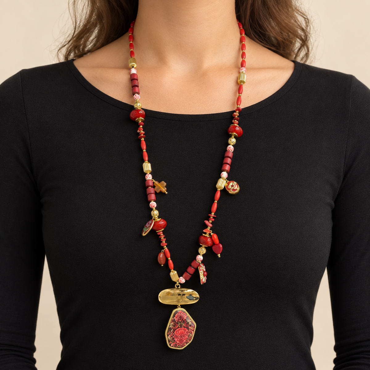 Flower beads lange ketting