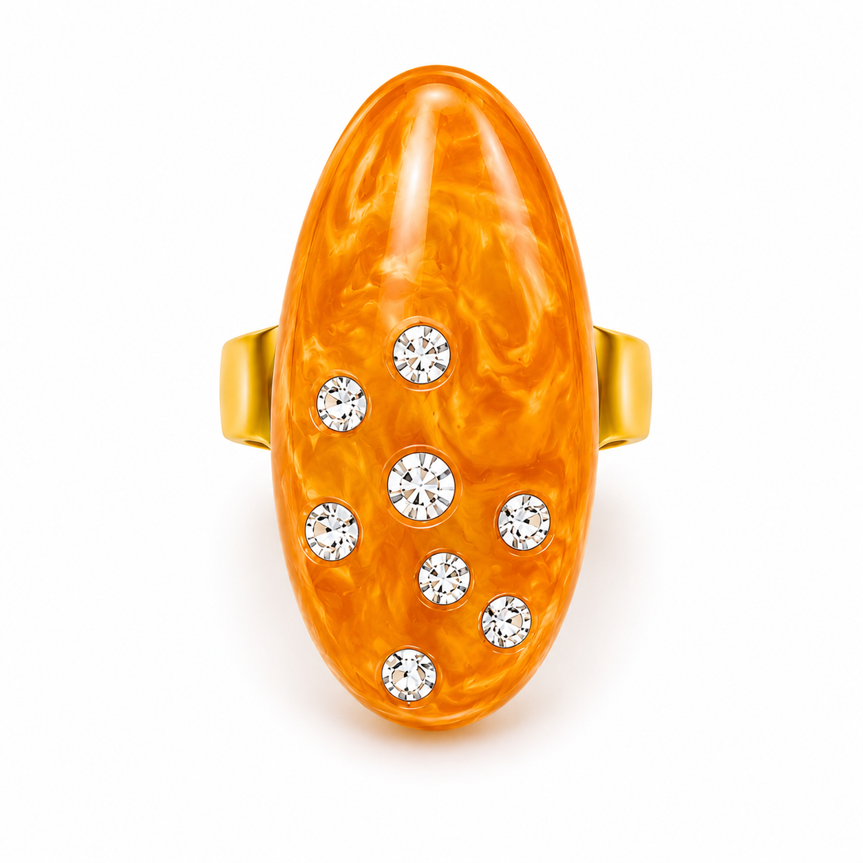 Ovaler Strass-Ring orange