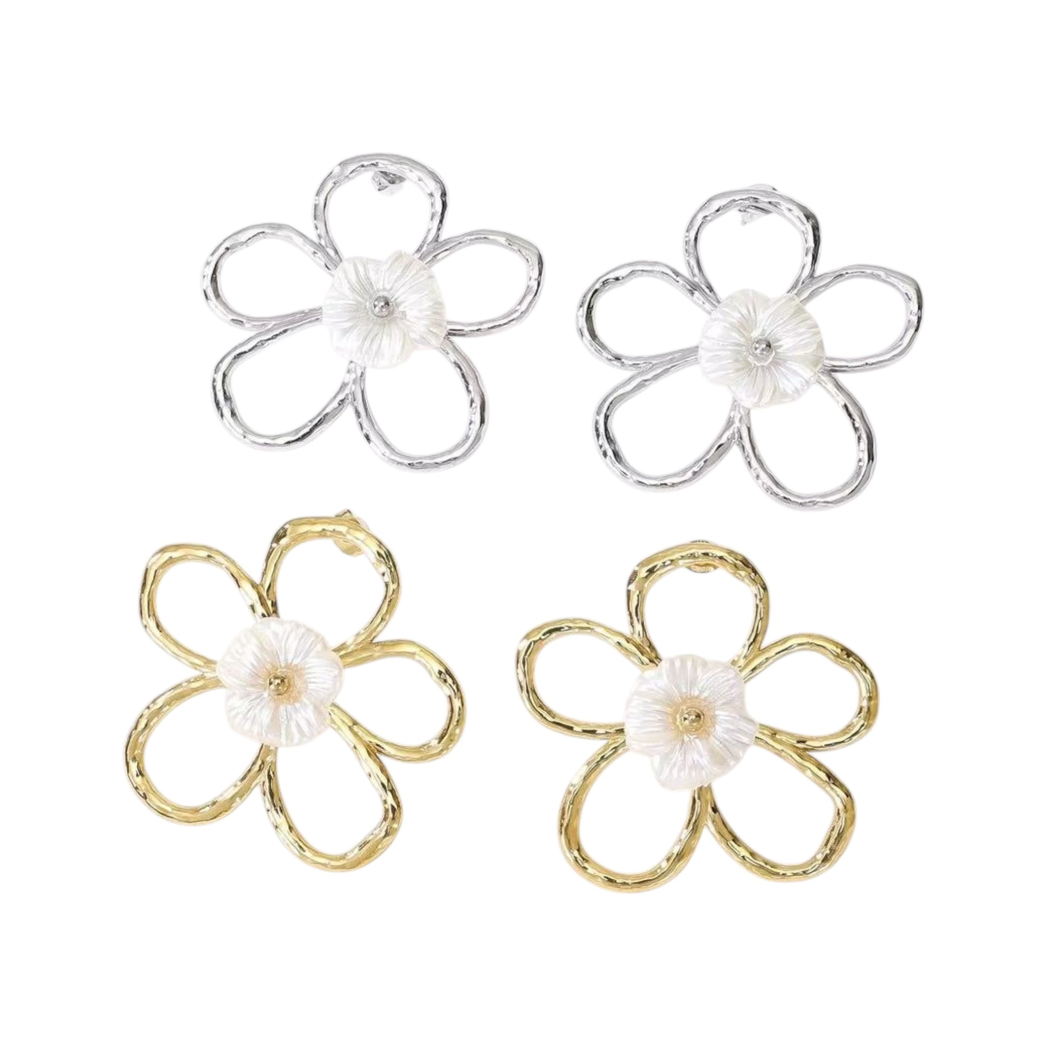 Open flower statement earrings