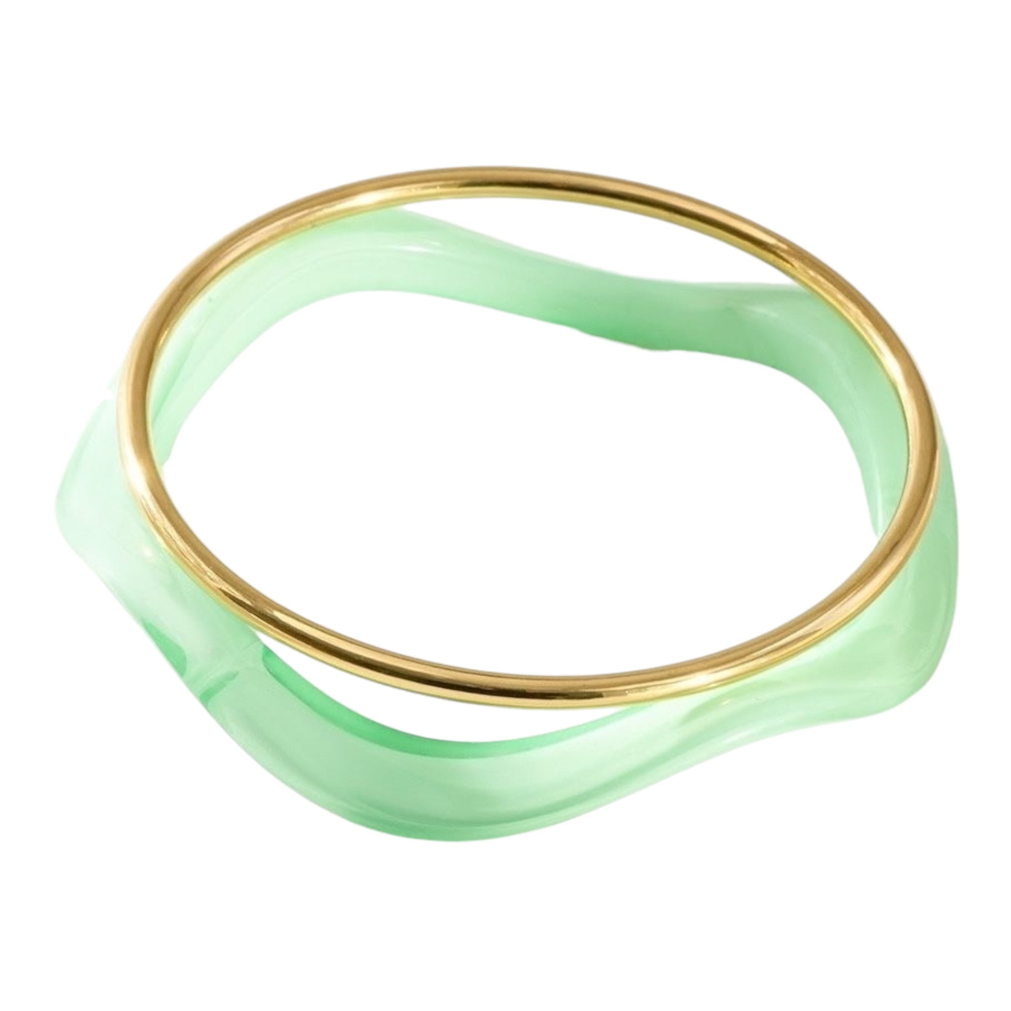 2er-Set gewellte Spring-Armreife grün