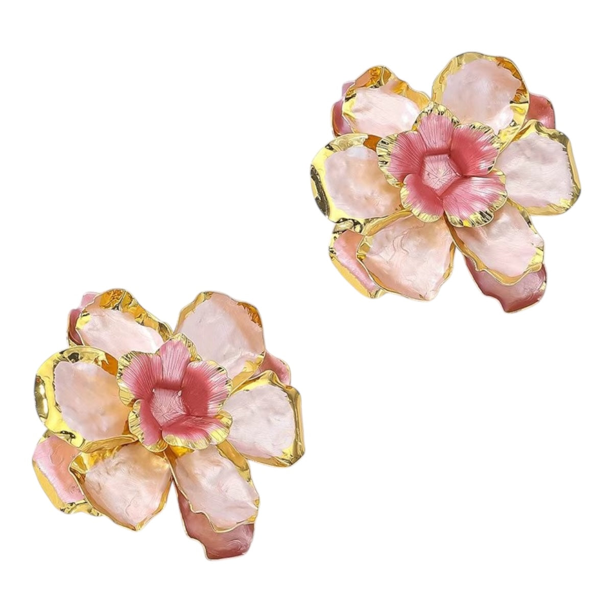 Statement flower stud earrings pink