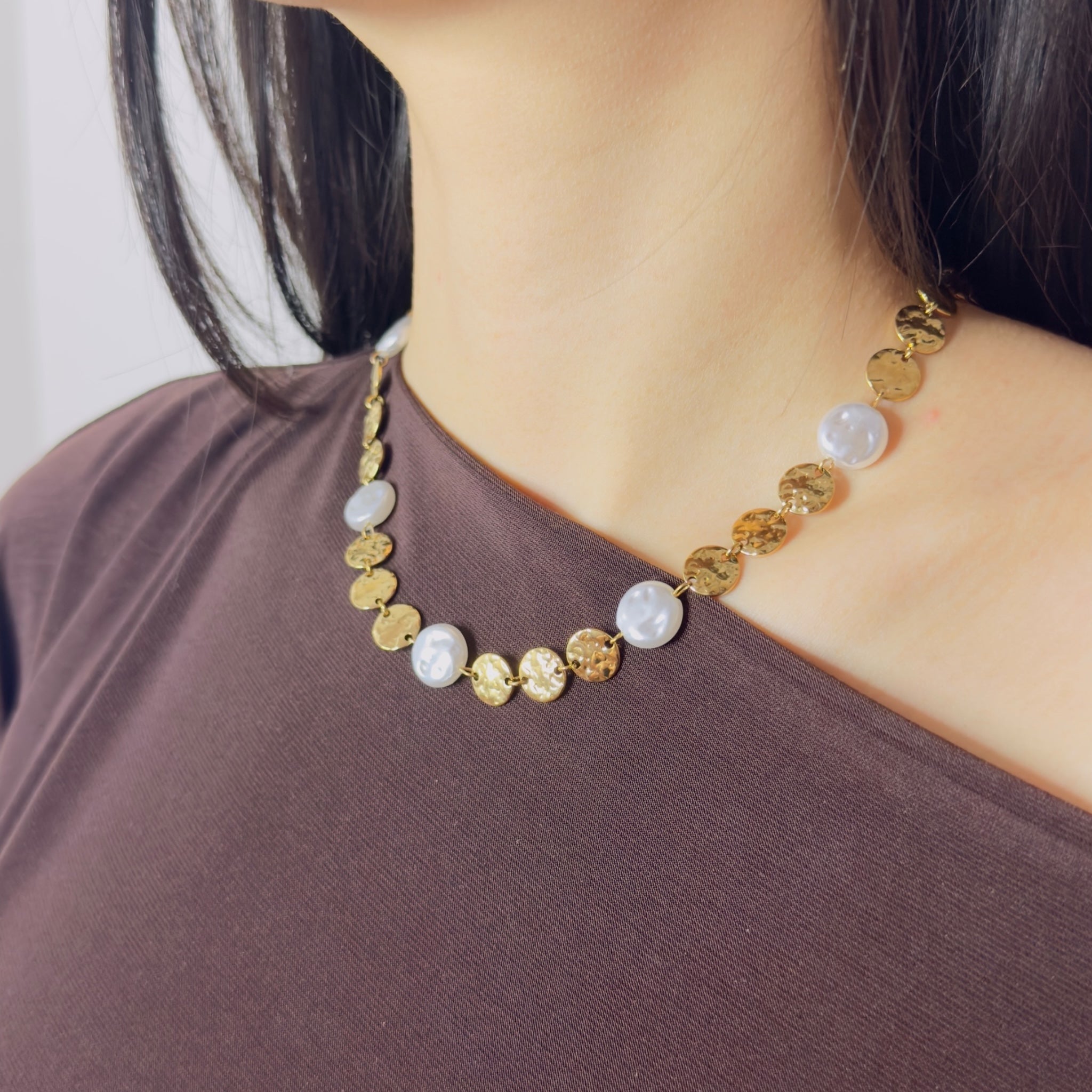Spijker parel statement ketting