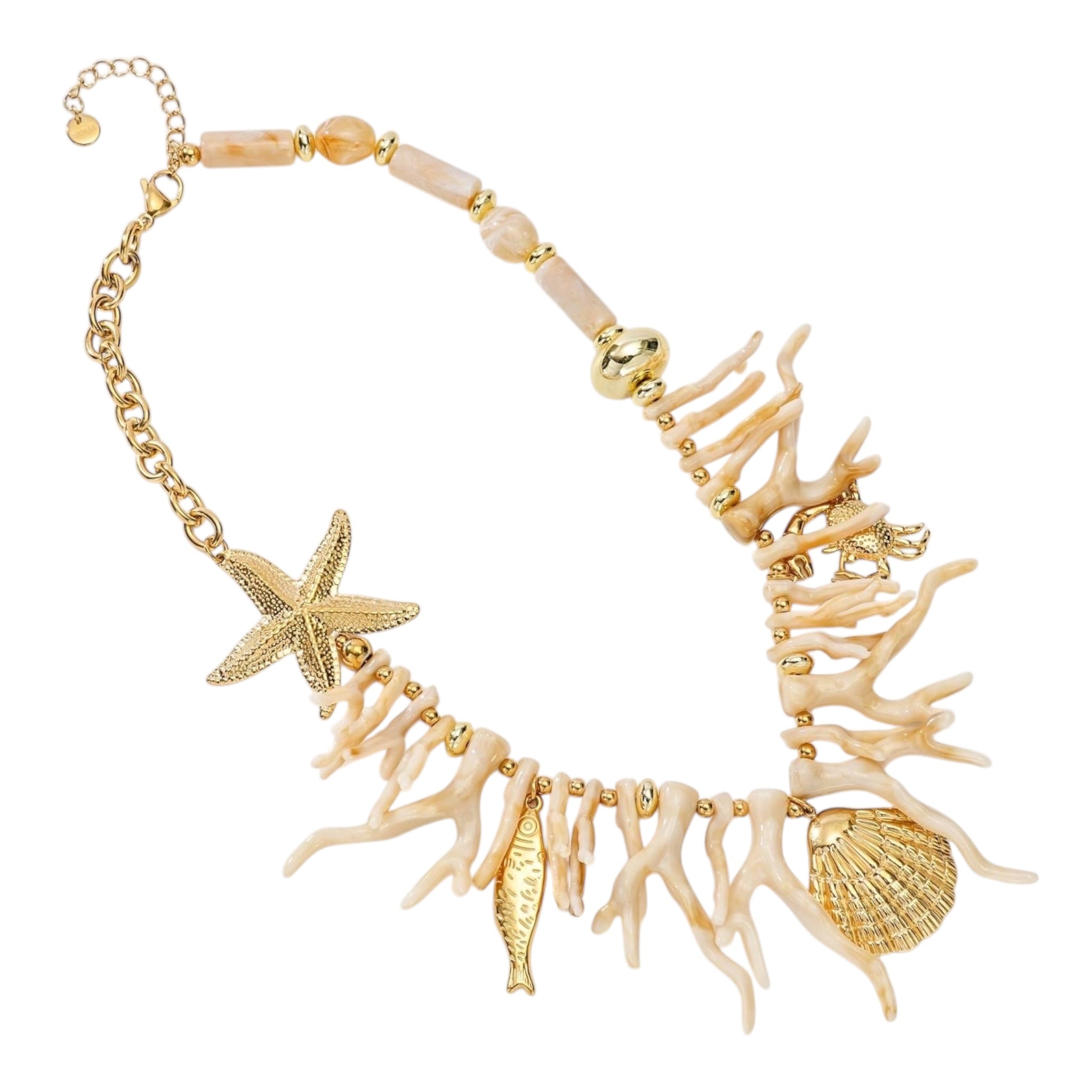 Coral shell bedel ketting