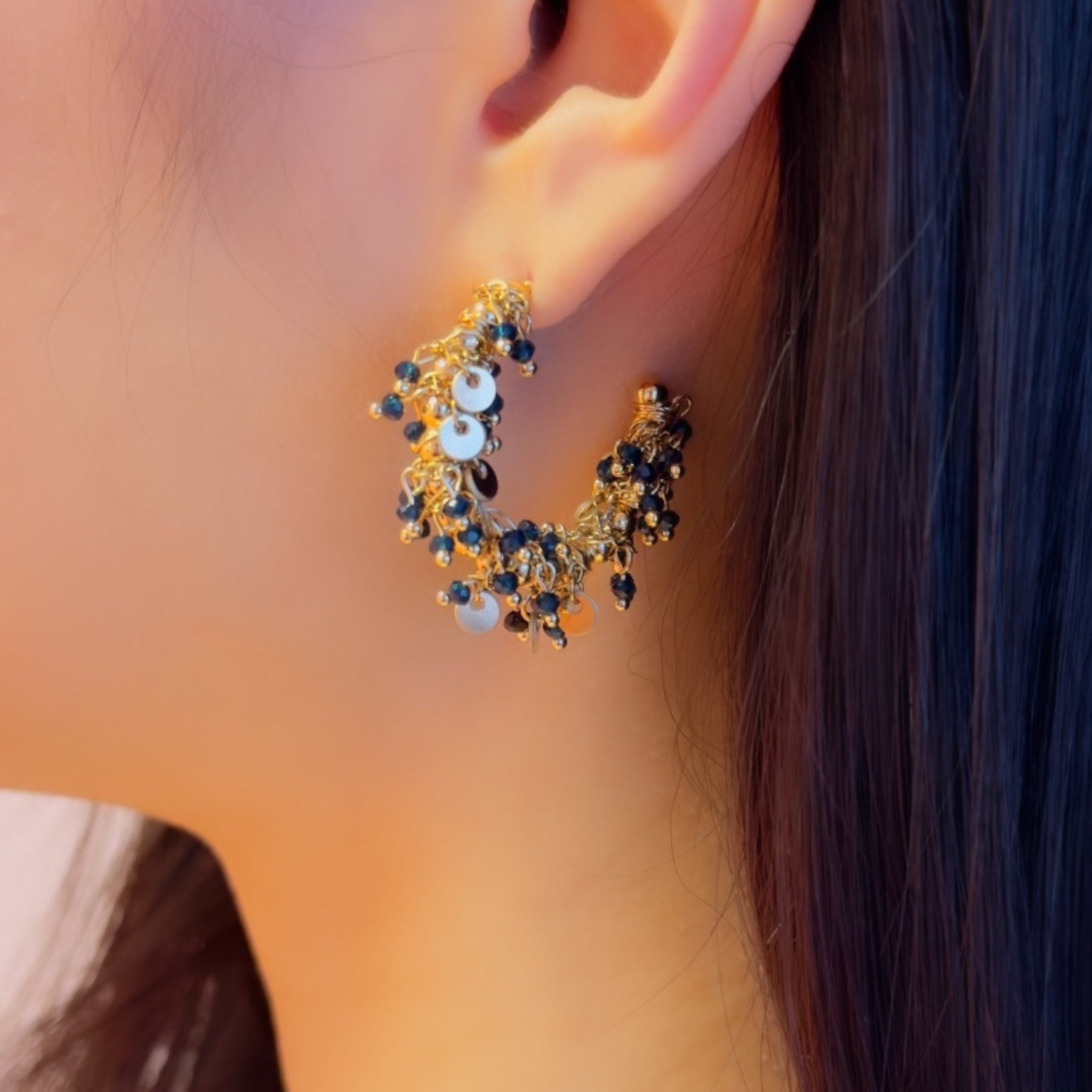 Statement happy hoops earrings