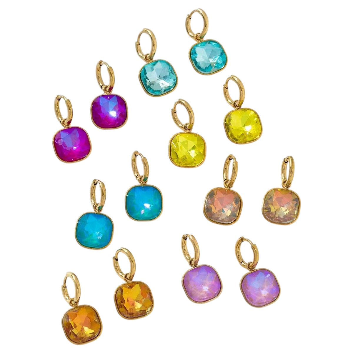 Spring stone dangle earrings