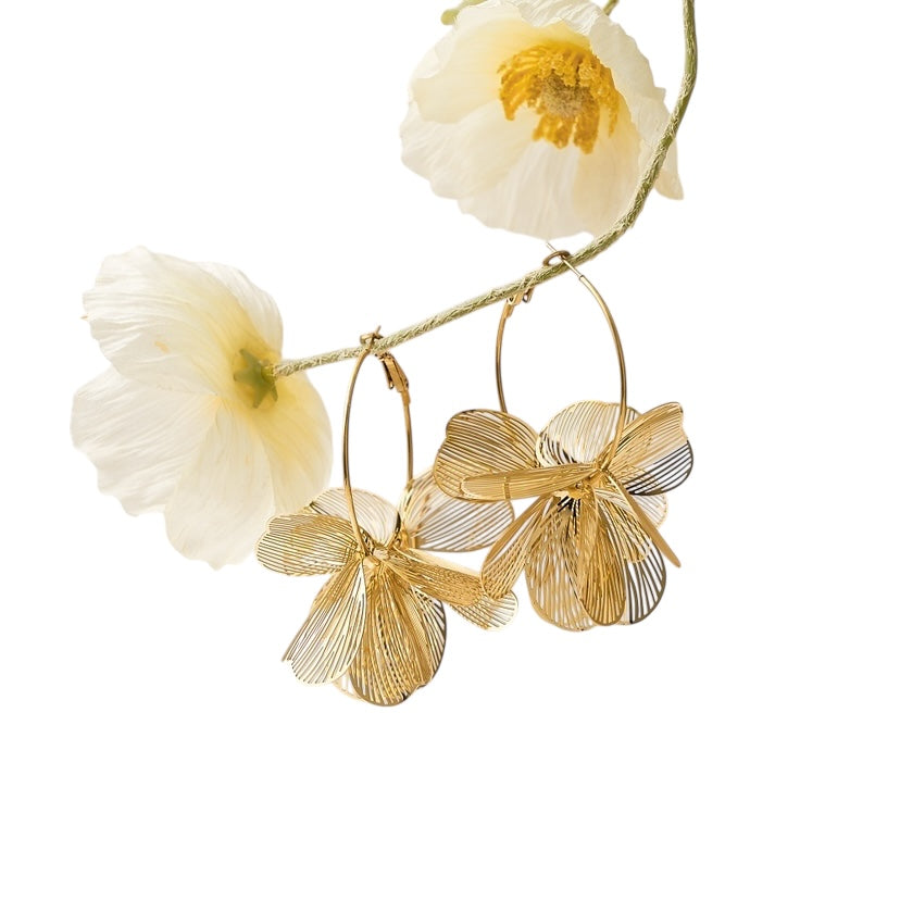 Big flower statement earrings