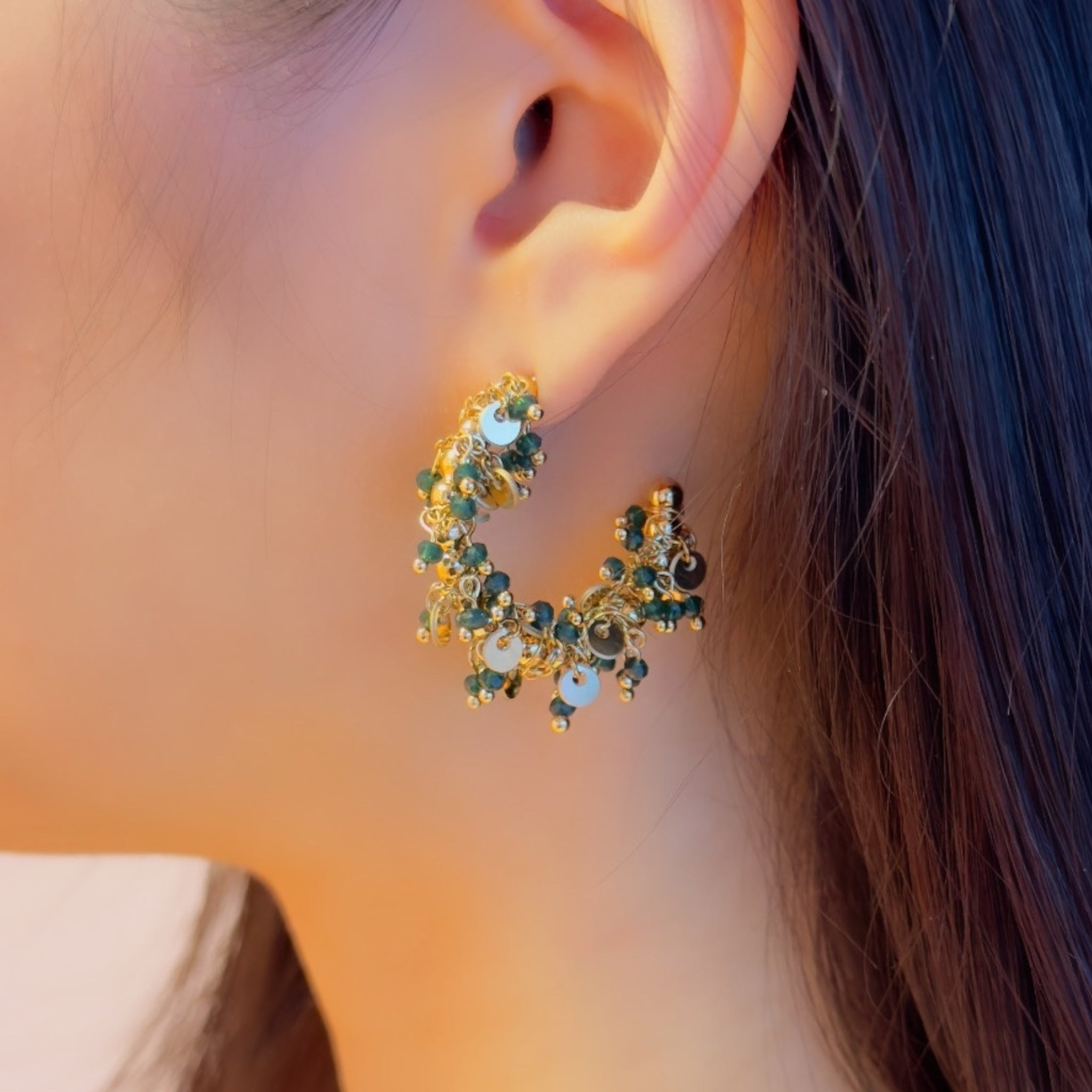 Statement happy hoops earrings