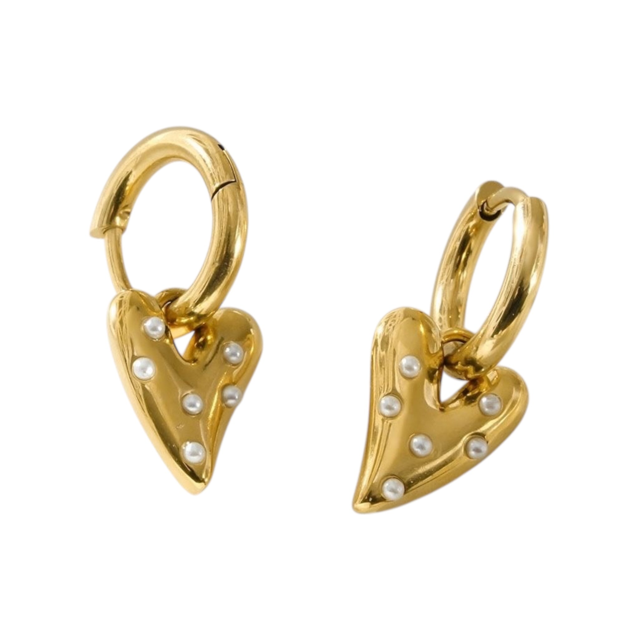 Mini Pearl Heart Dangle Earrings