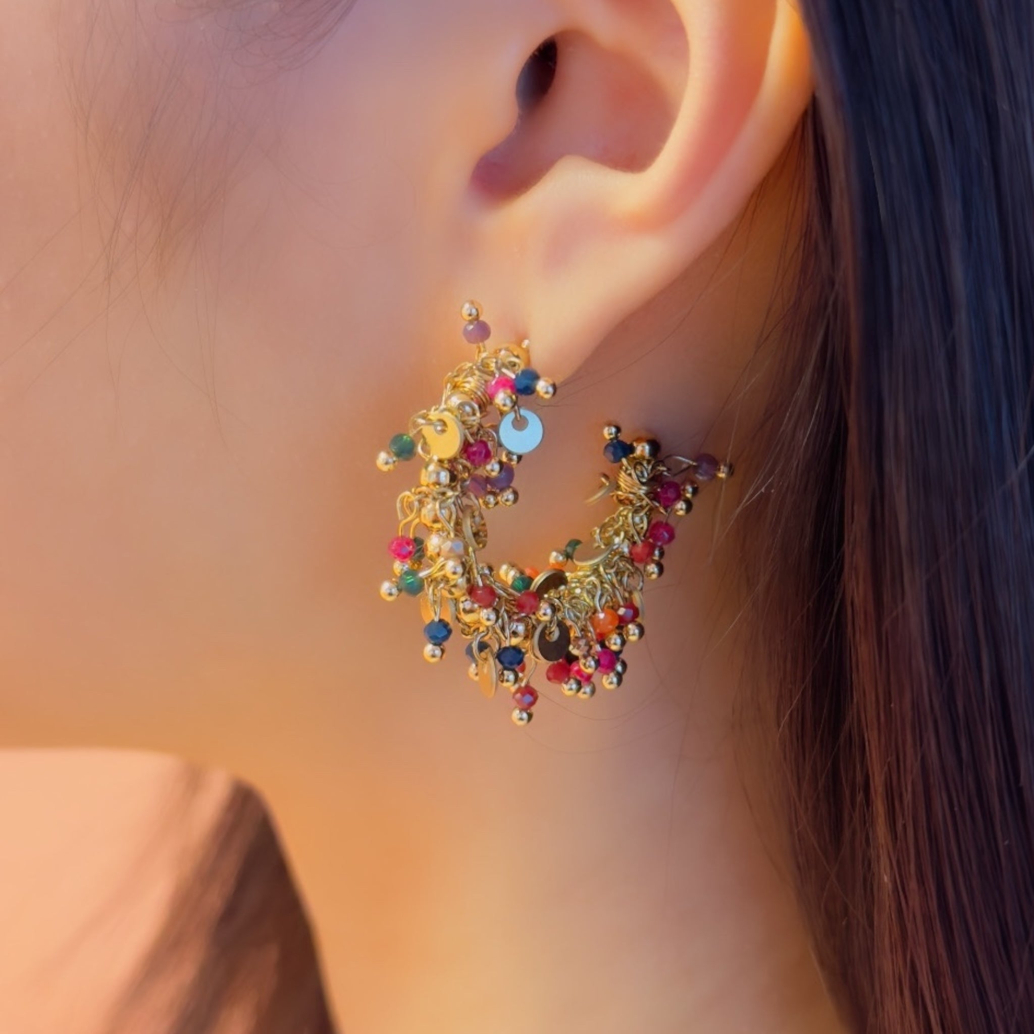Statement happy hoops earrings