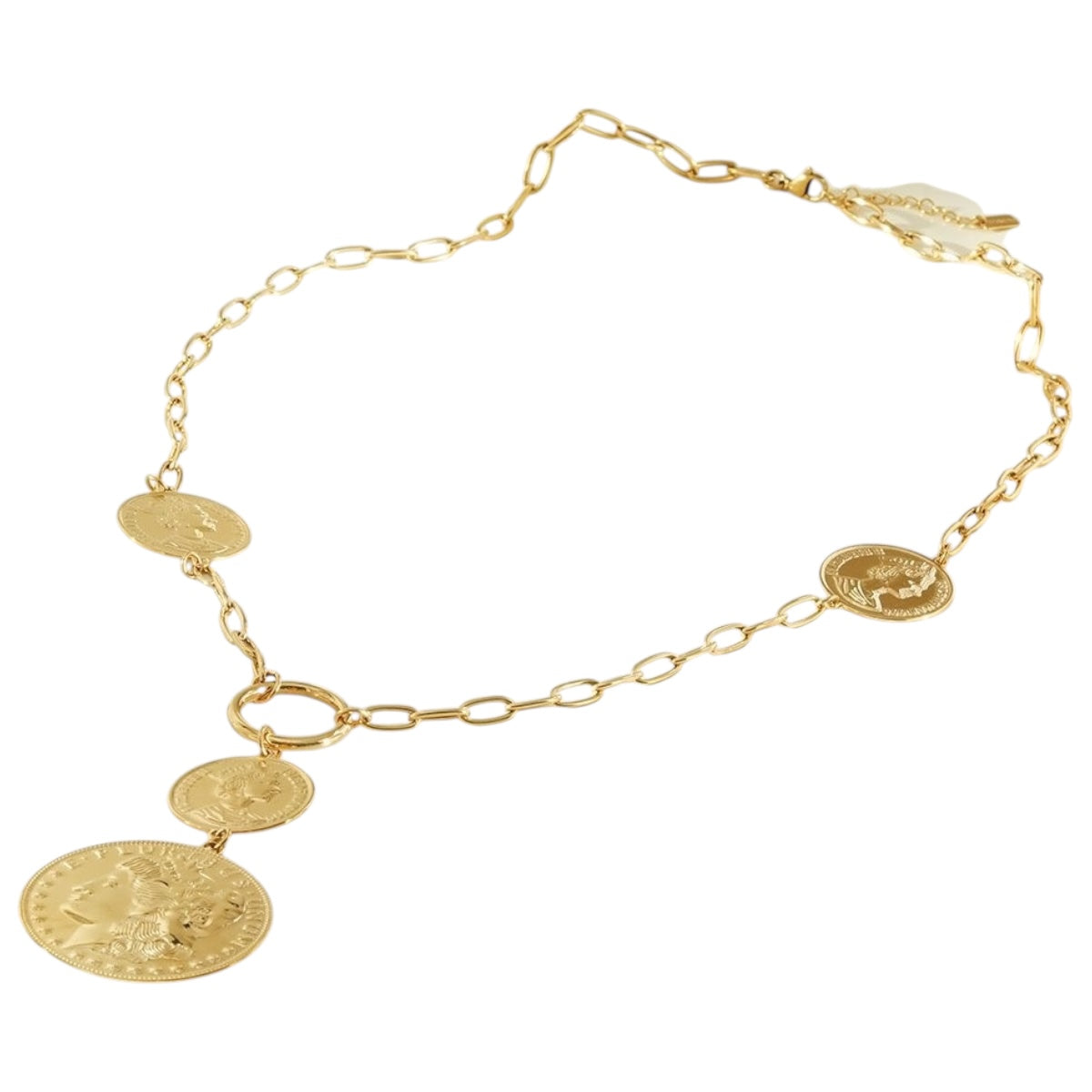 Statement coin Y long necklace