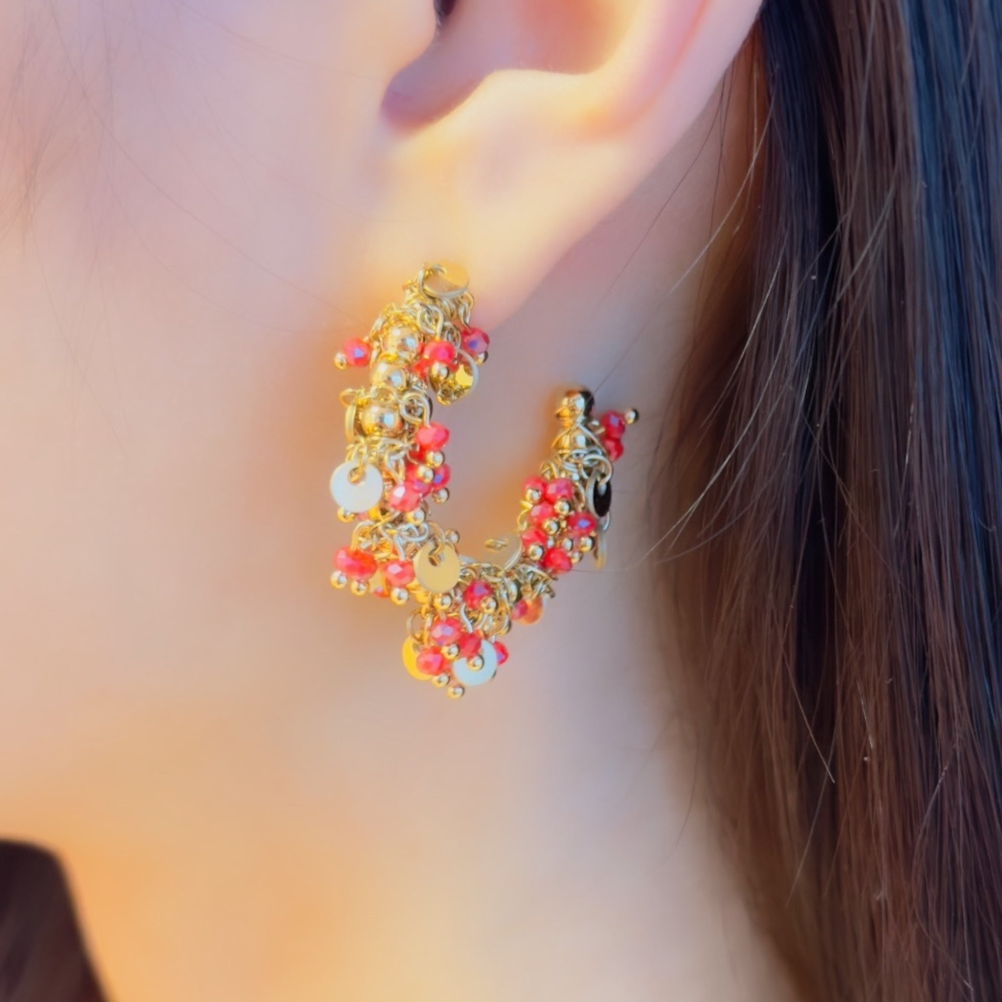 Statement happy hoops earrings