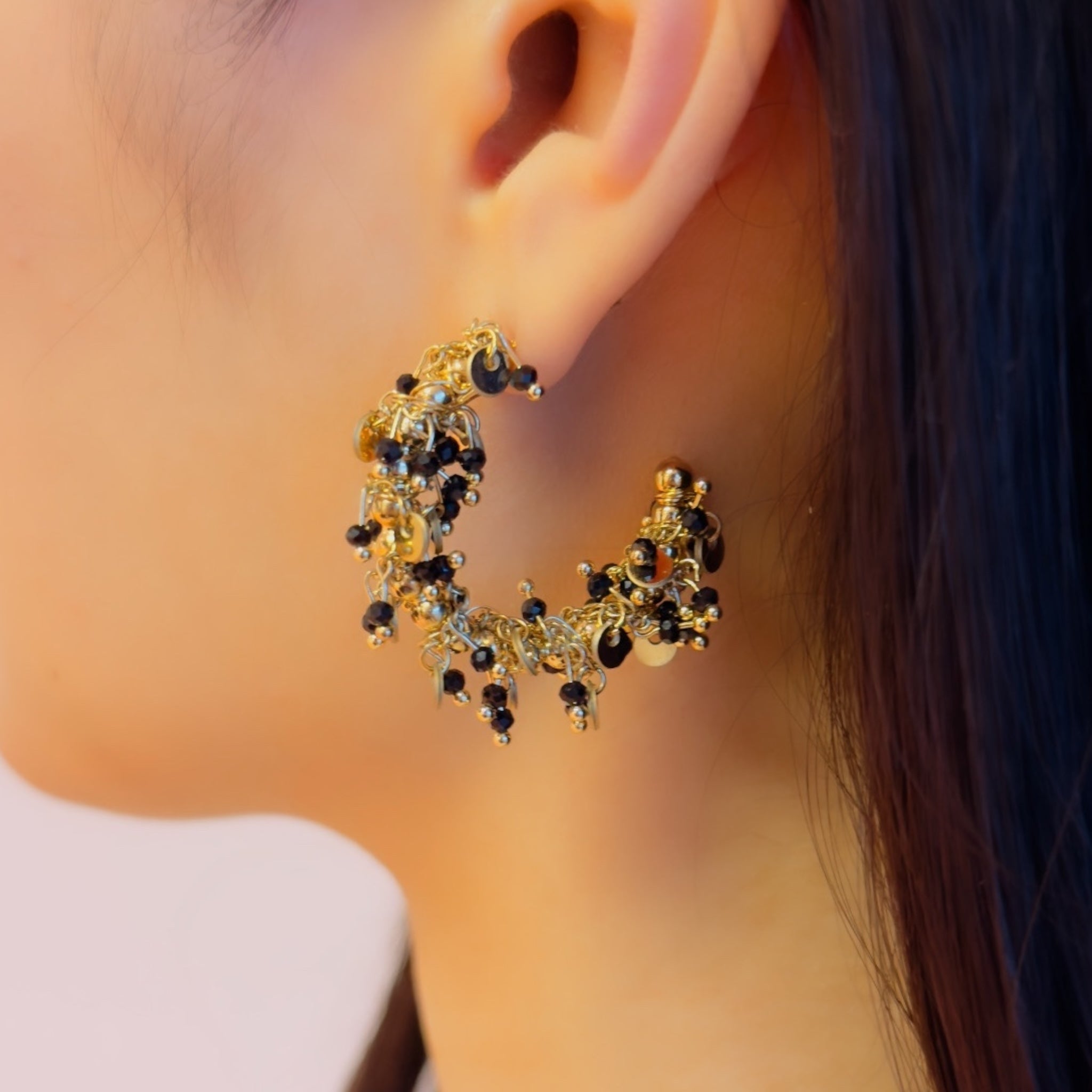 Statement happy hoops earrings