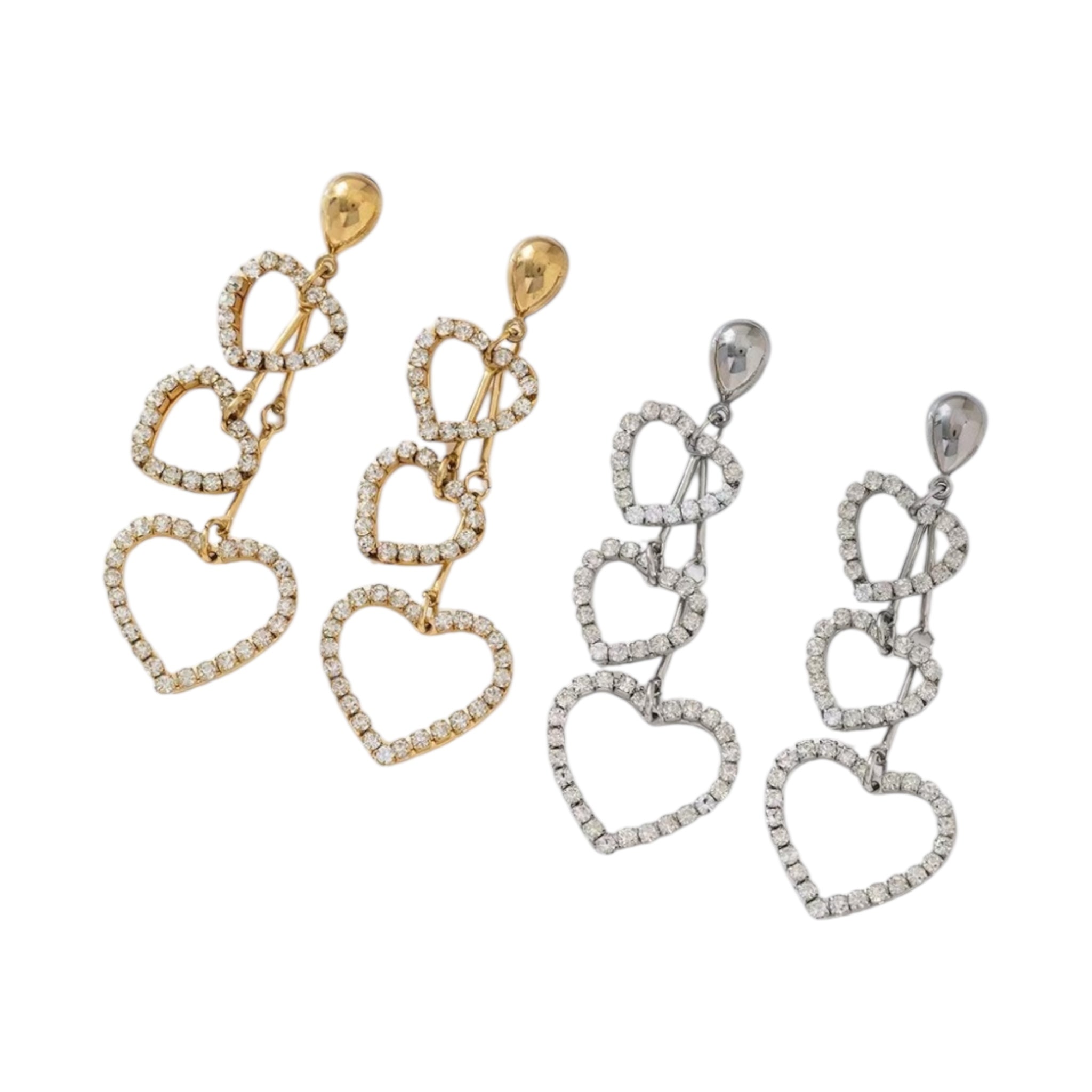 Hanging heart statement earrings