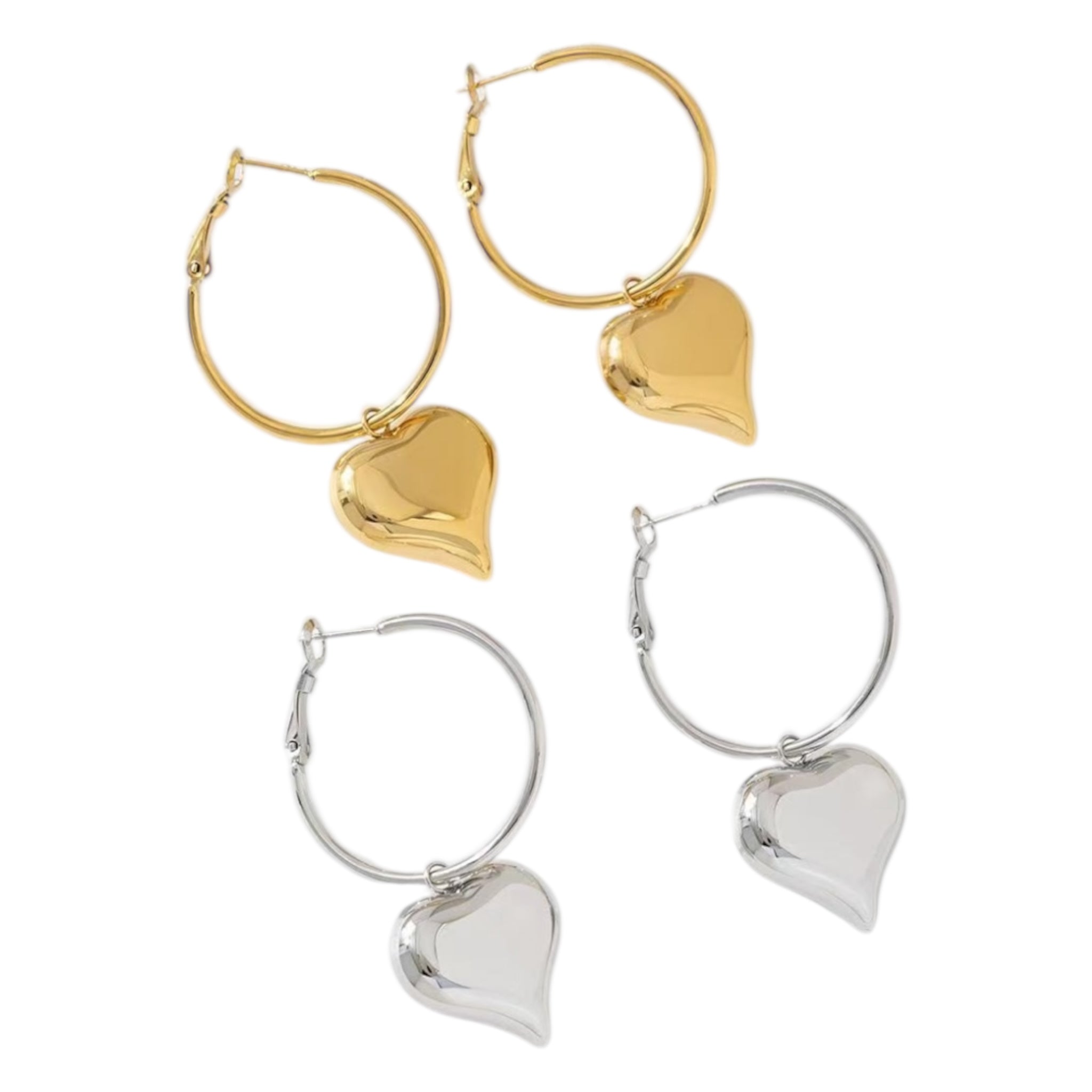 Hanging heart hoop earrings