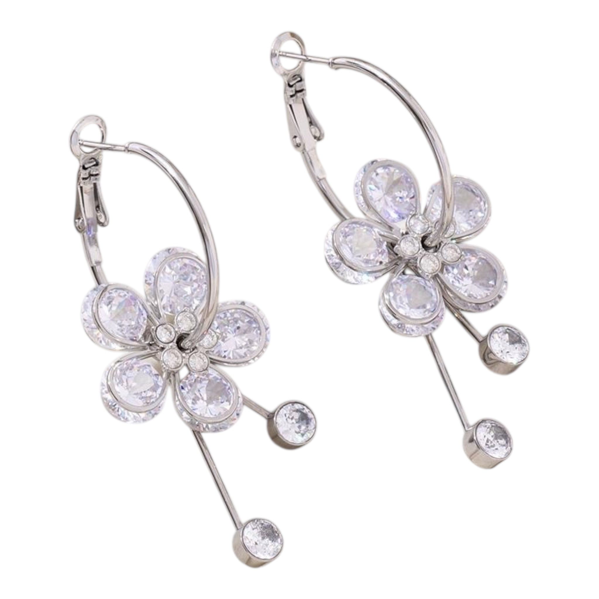 Flower rhinestone earrings