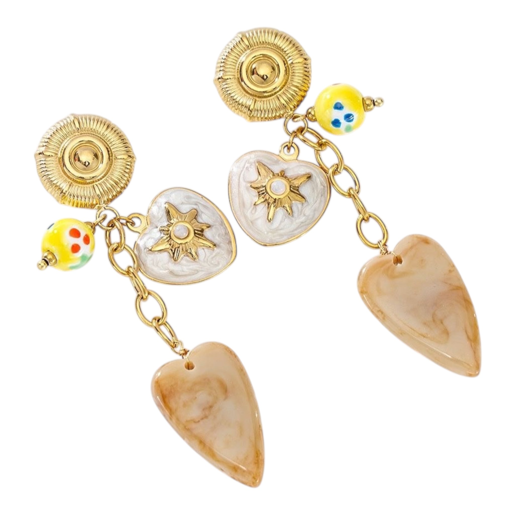 Hanging heart statement earrings