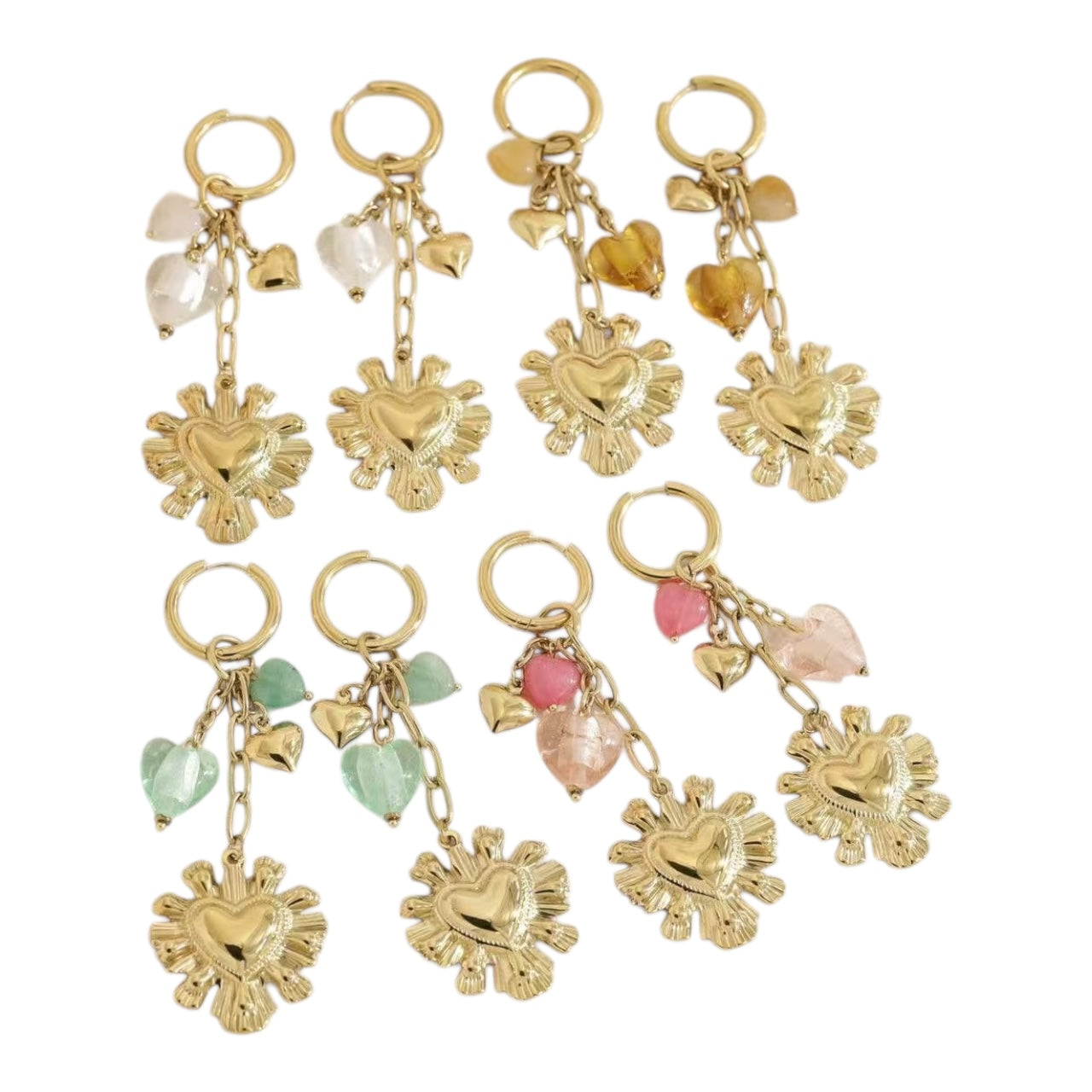 Statement hanging heart drop earrings