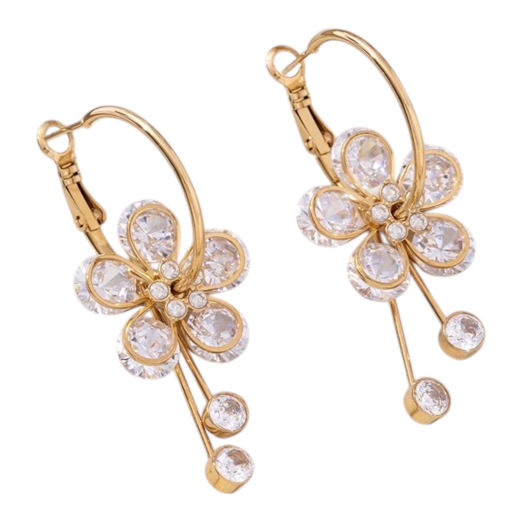 Flower rhinestone earrings