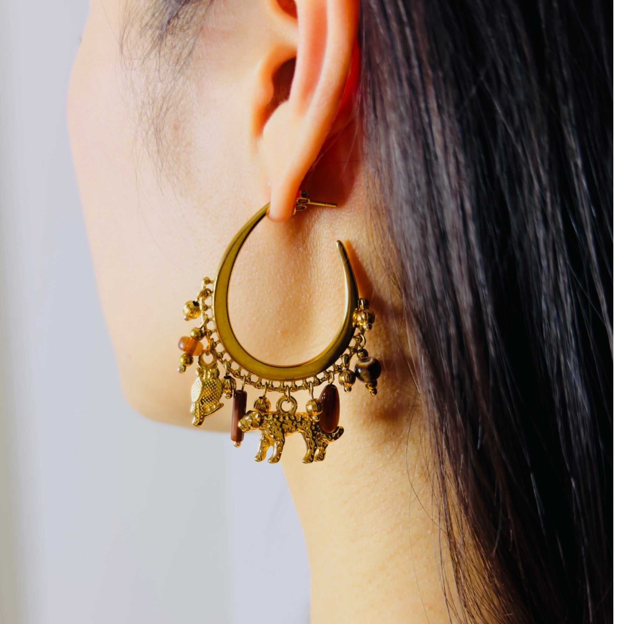 Panter hangers oorbellen