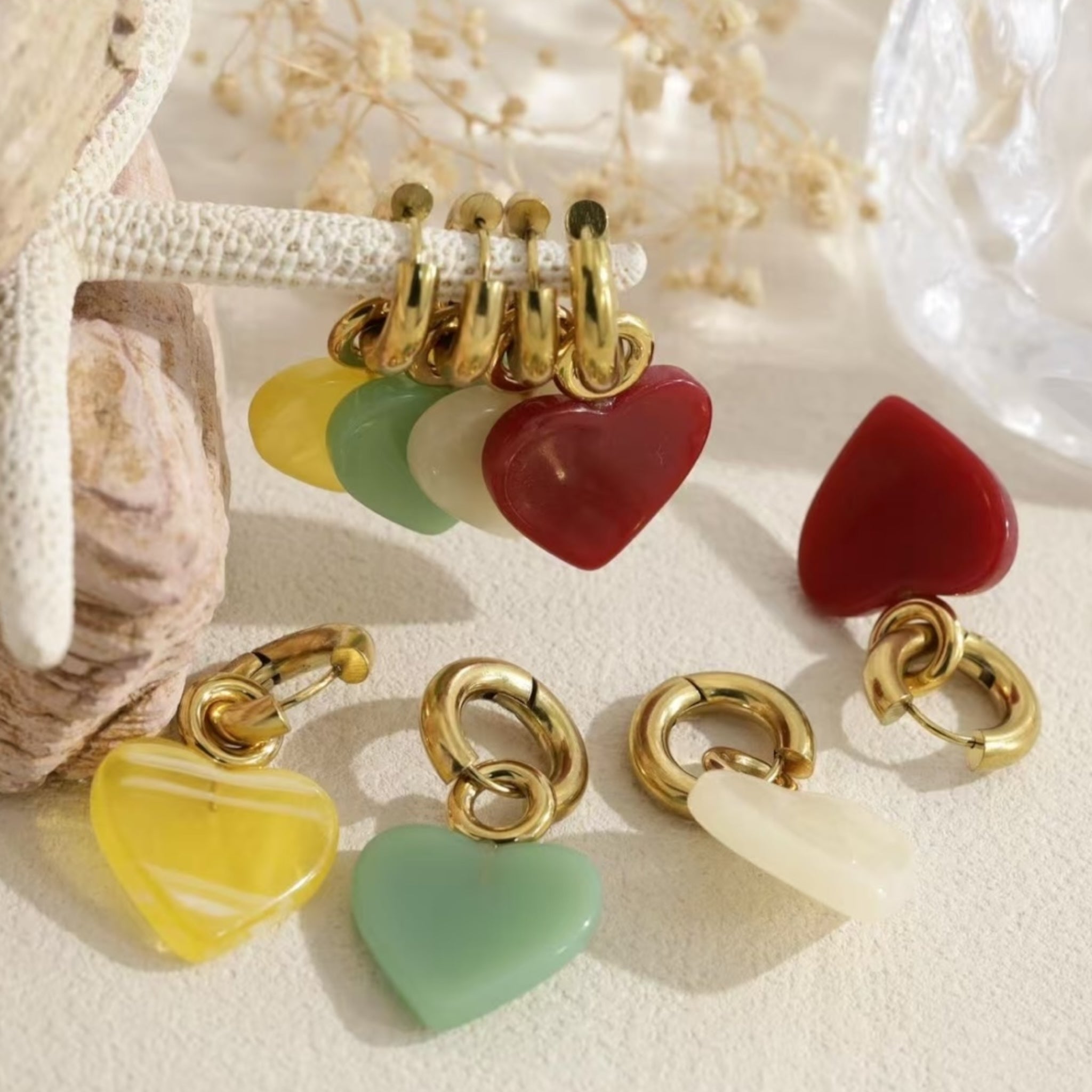 Acrylic heart dangle earrings