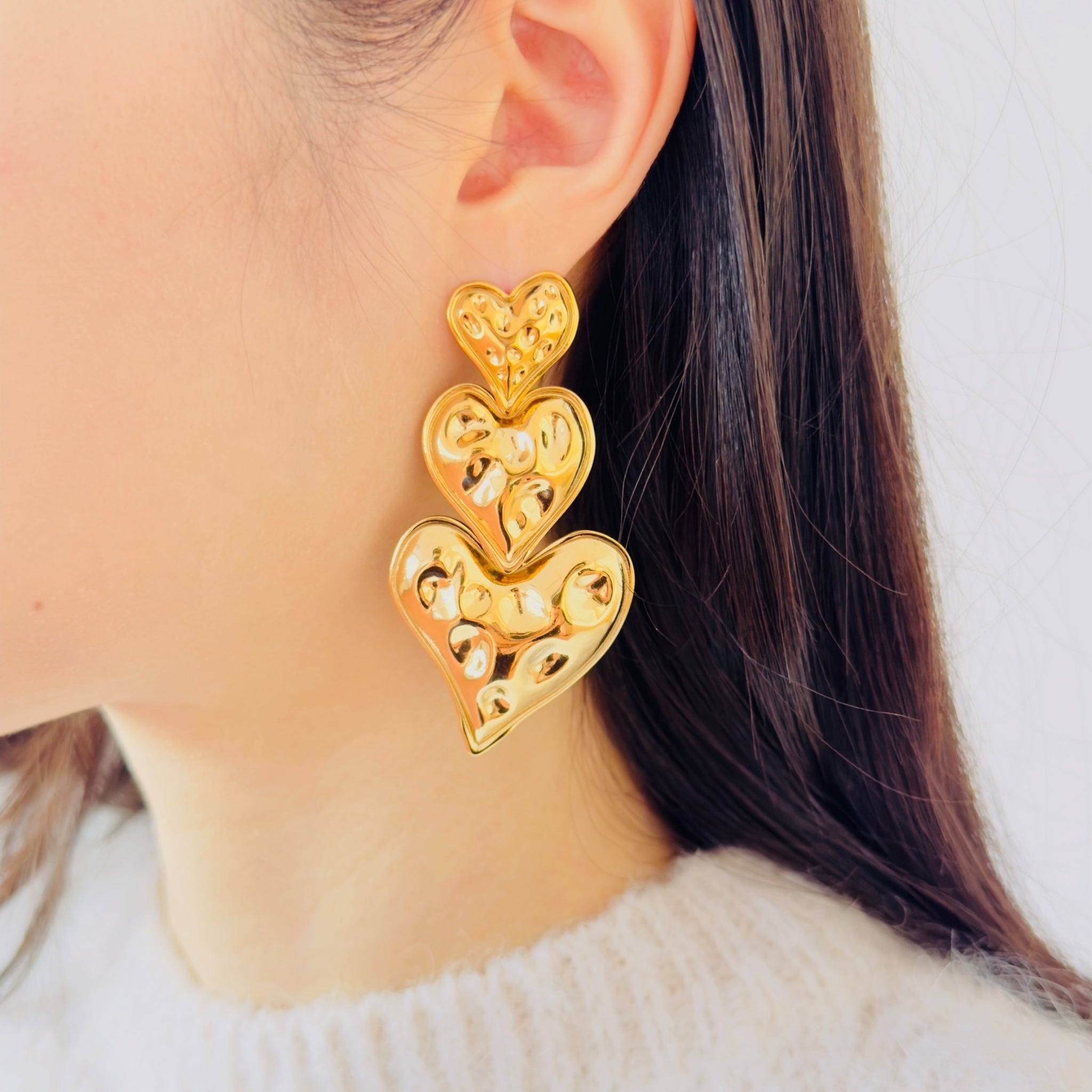 Triple love statement earrings