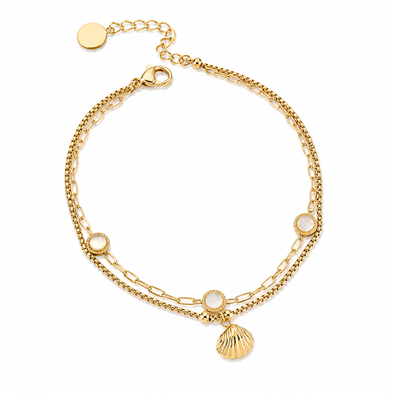 Shell strass enkelbandje
