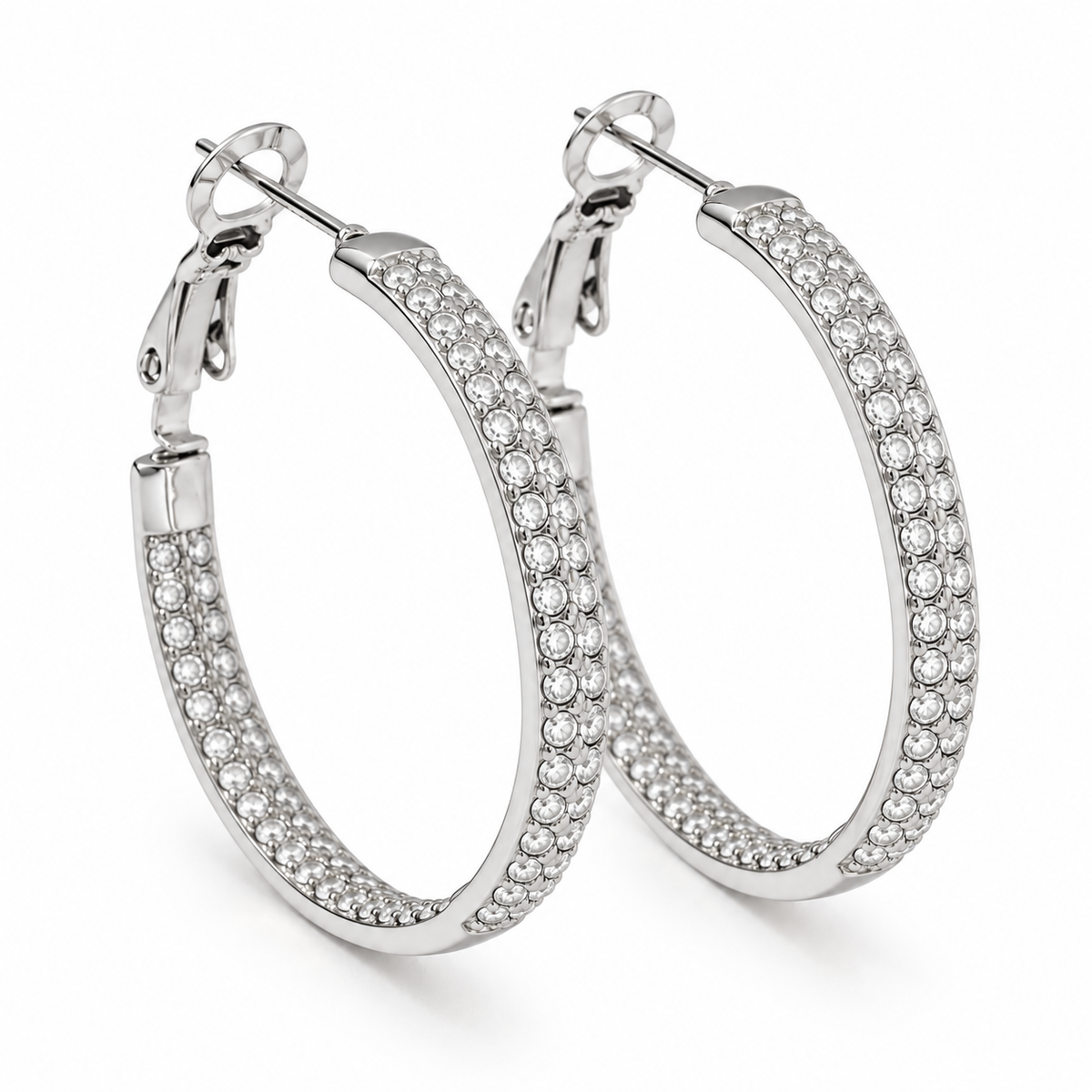 Double strass hoops oorbellen 33MM