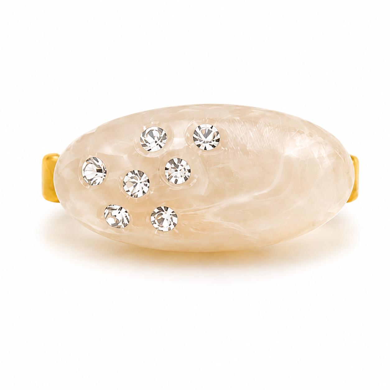 Strassy ovaler Ring ekru