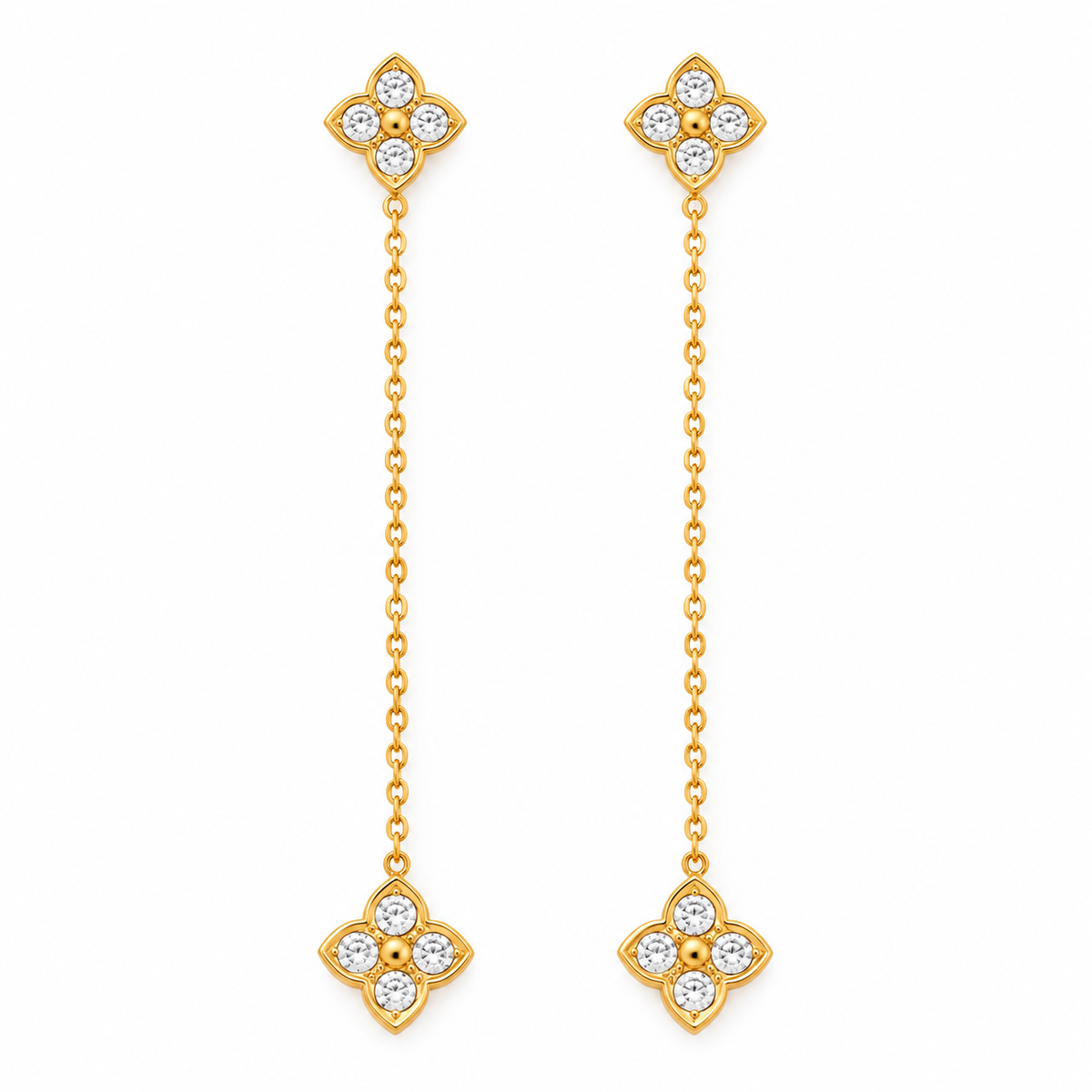 Hanging clover studs oorbellen