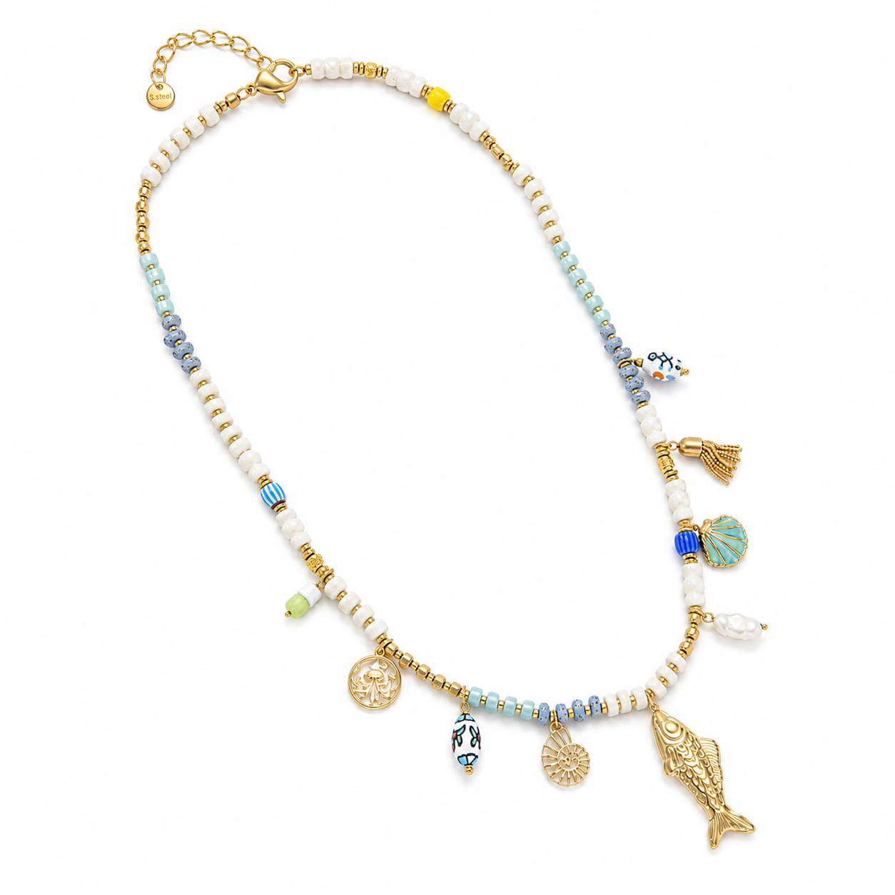 Tuna lange beads ketting 70CM