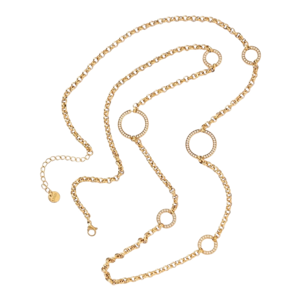 Circle strass lange ketting Goud SOFIZARE