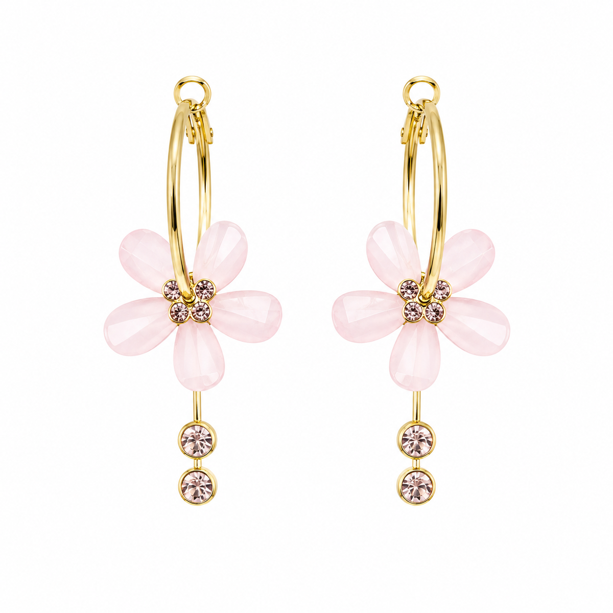 Colorful Flower strass oorbellen Roze SOFIZARE