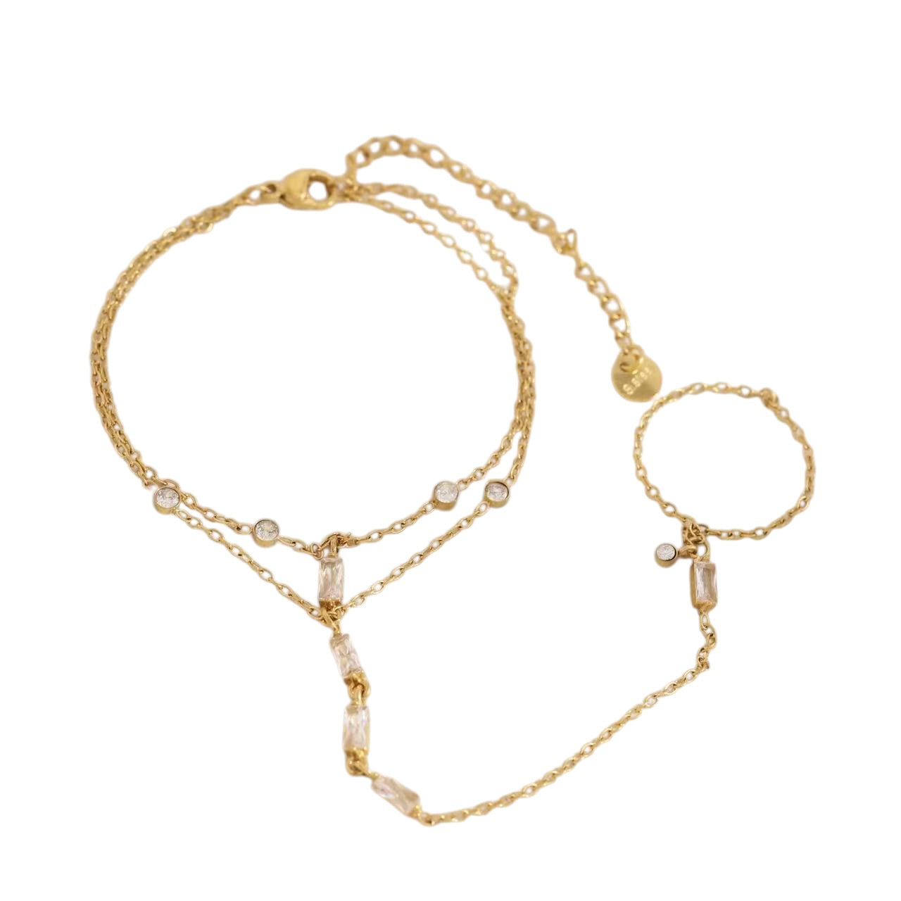 Double emerald hand chain