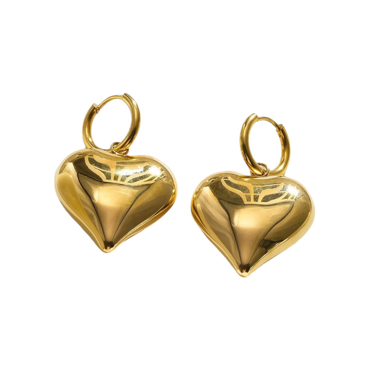Fatty love heart hangers oorbellen Goud SOFIZARE